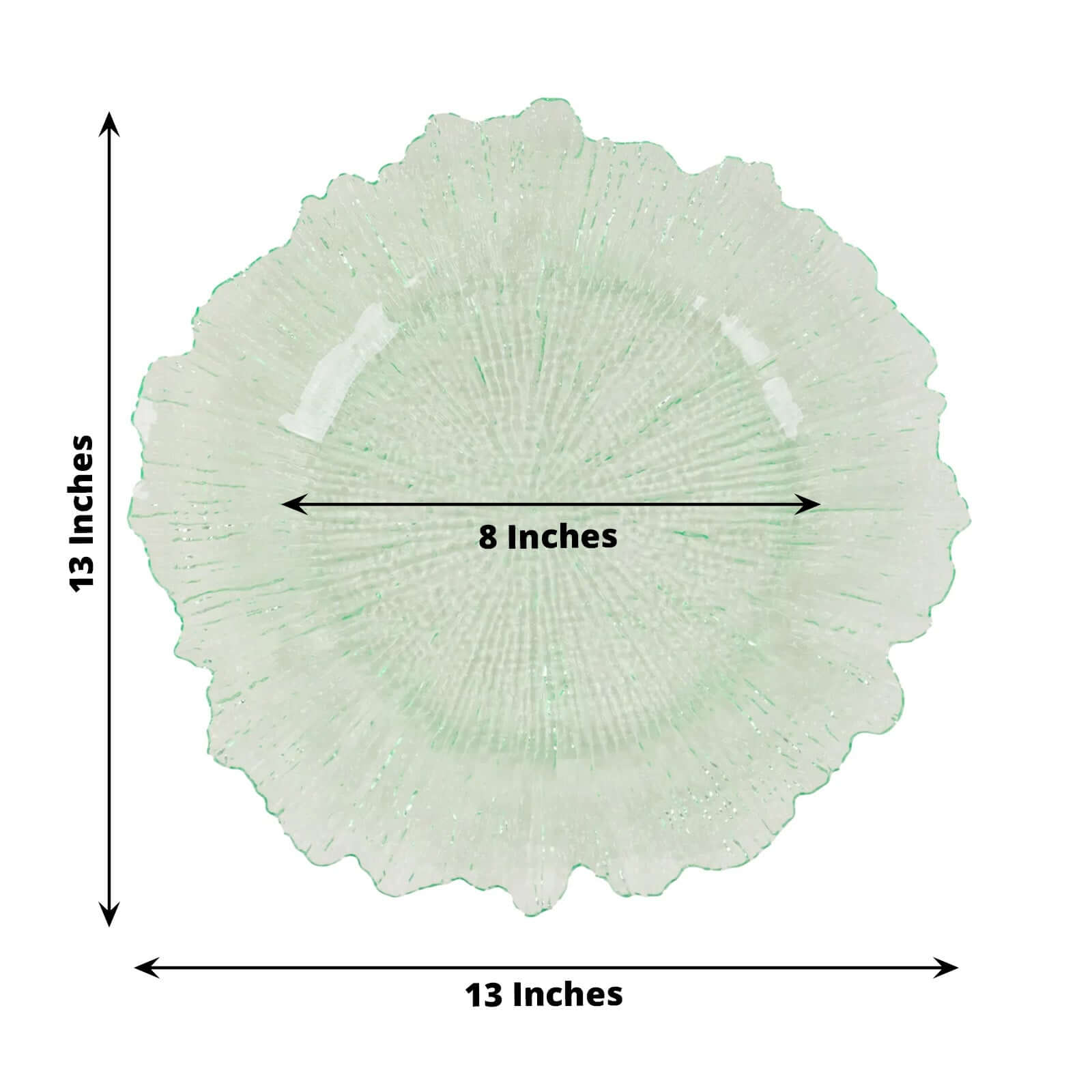 6-Pack Acrylic Plastic Round Charger Plates 13" in Transparent Green with Reef Design, Dinner Charger Tableware