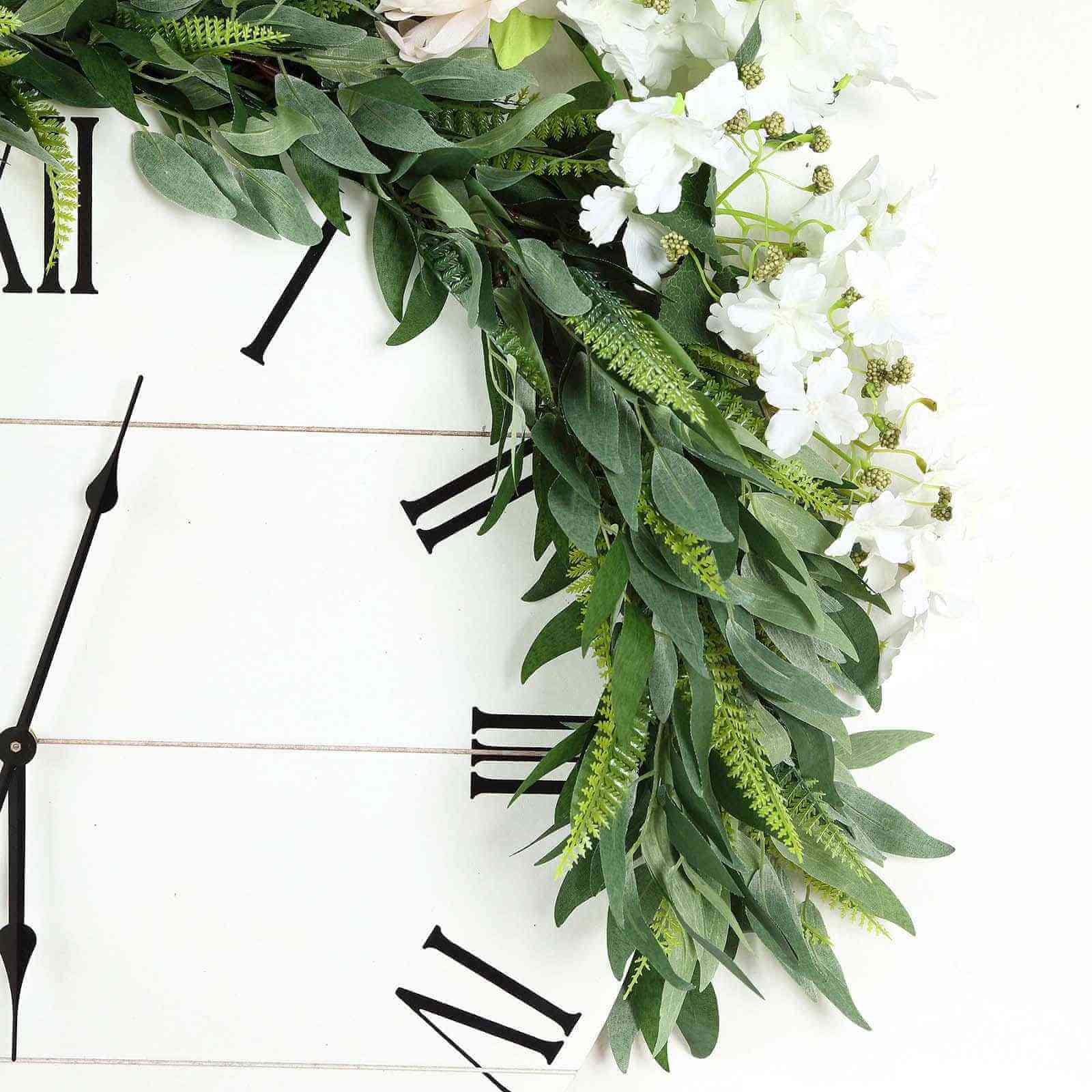 4ft Real Touch Green Artificial Willow and Frond Leaves Garland Vine