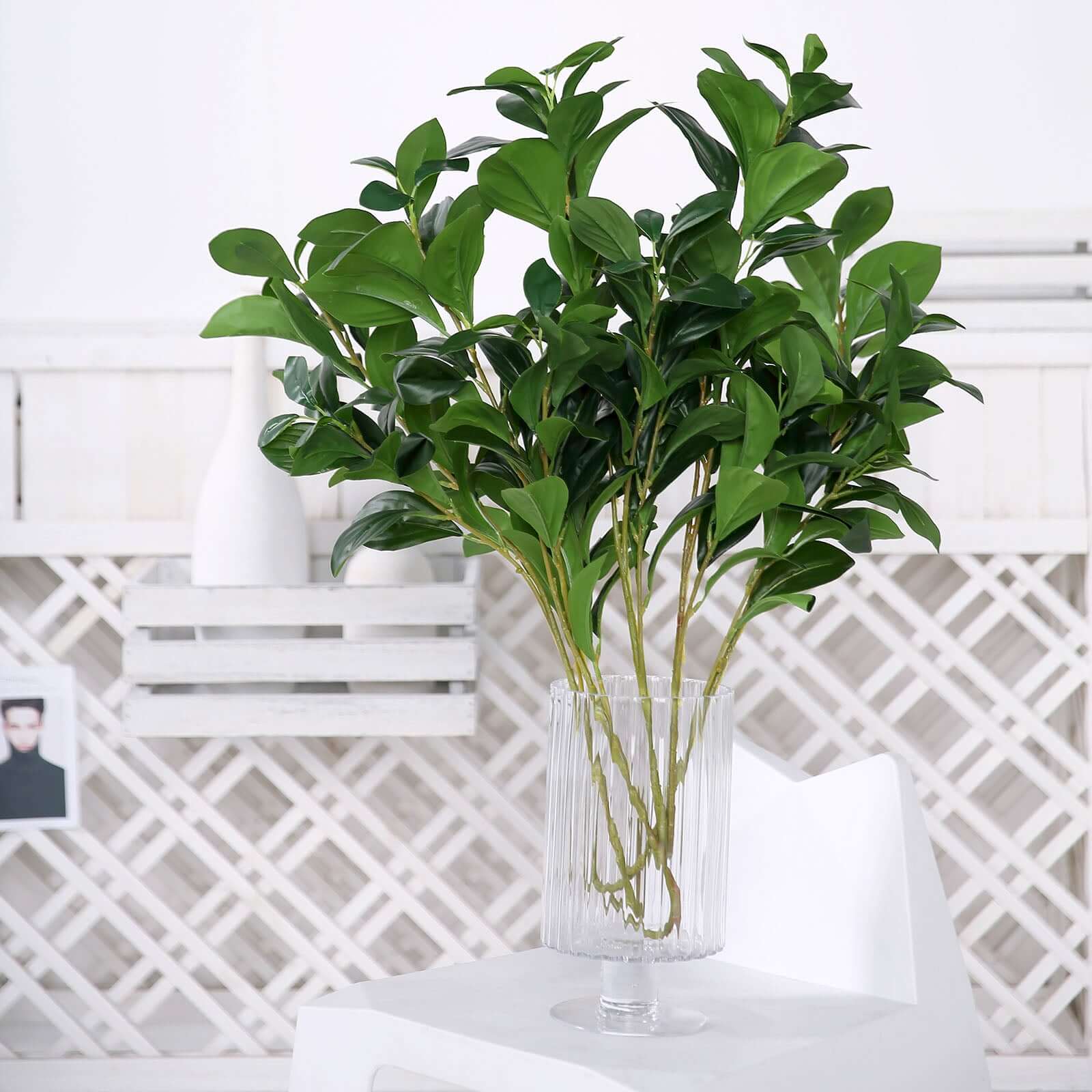 2 Stems 26" Green Artificial Lemon Leaf Branches Faux Greenery Plant