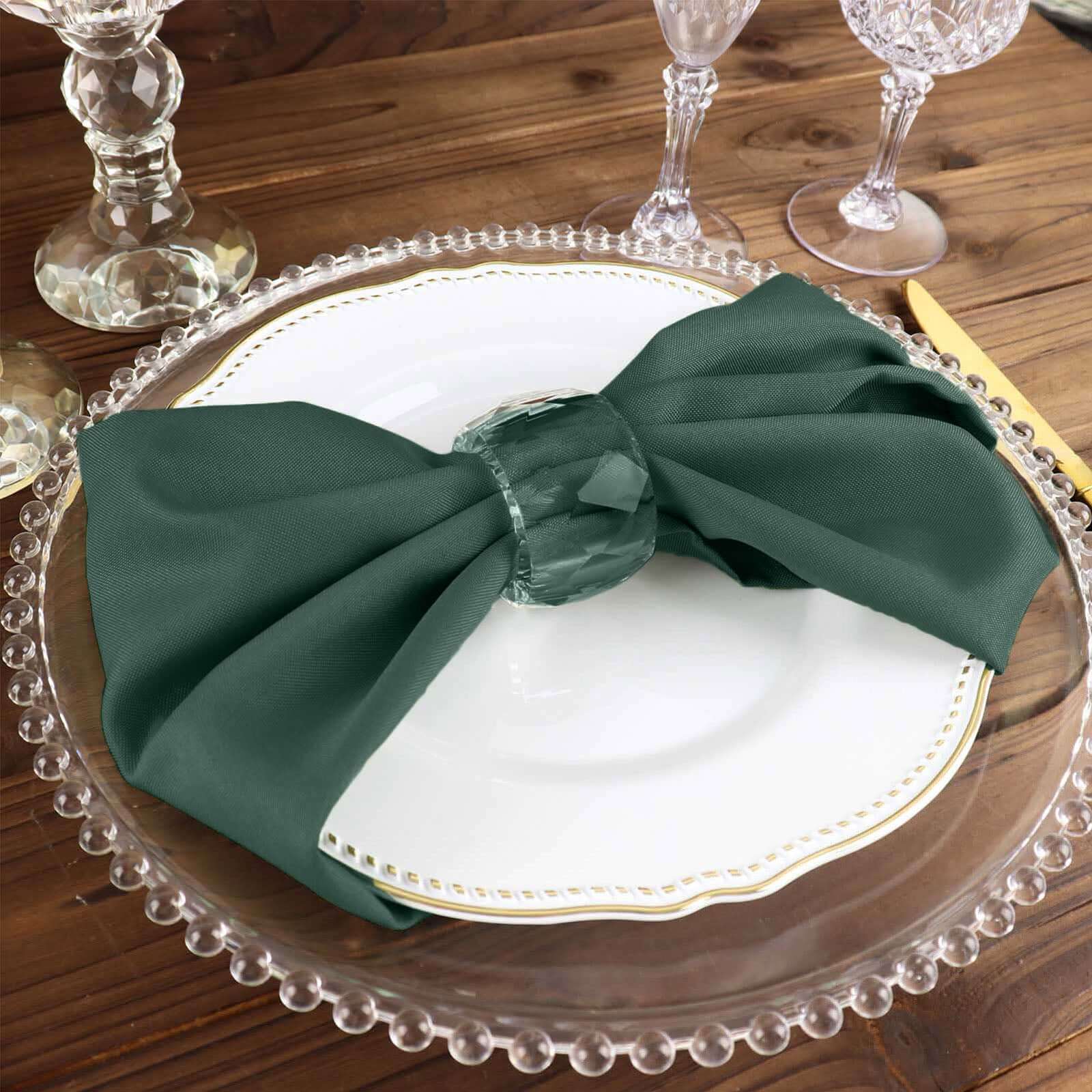 5 Pack Polyester 17"x17" Napkins Hunter Emerald Green - Durable & Wrinkle Resistant Dinner Napkins