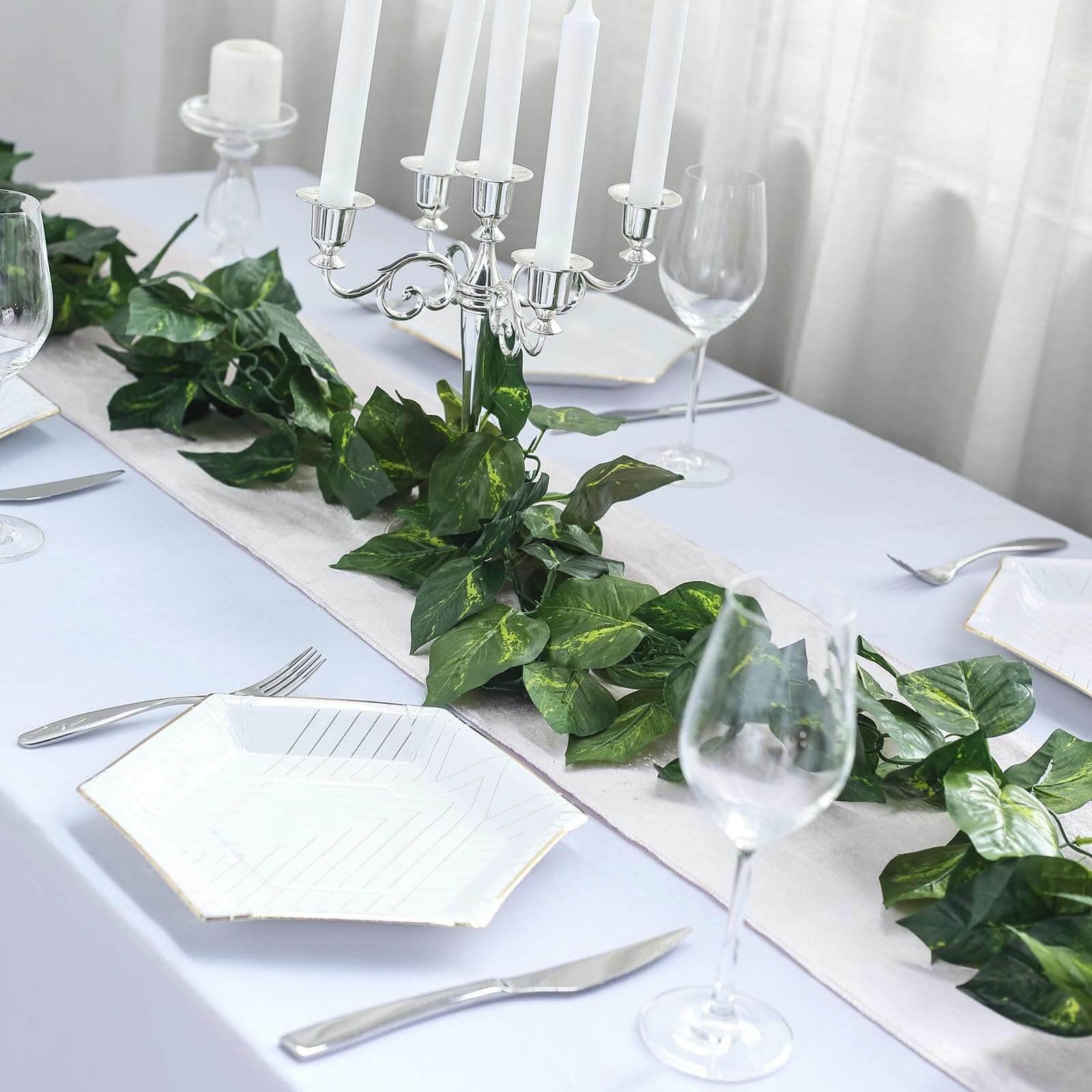 8ft Green UV Protected Artificial Silk Ivy Leaf Garland Vine, Outdoor Indoor