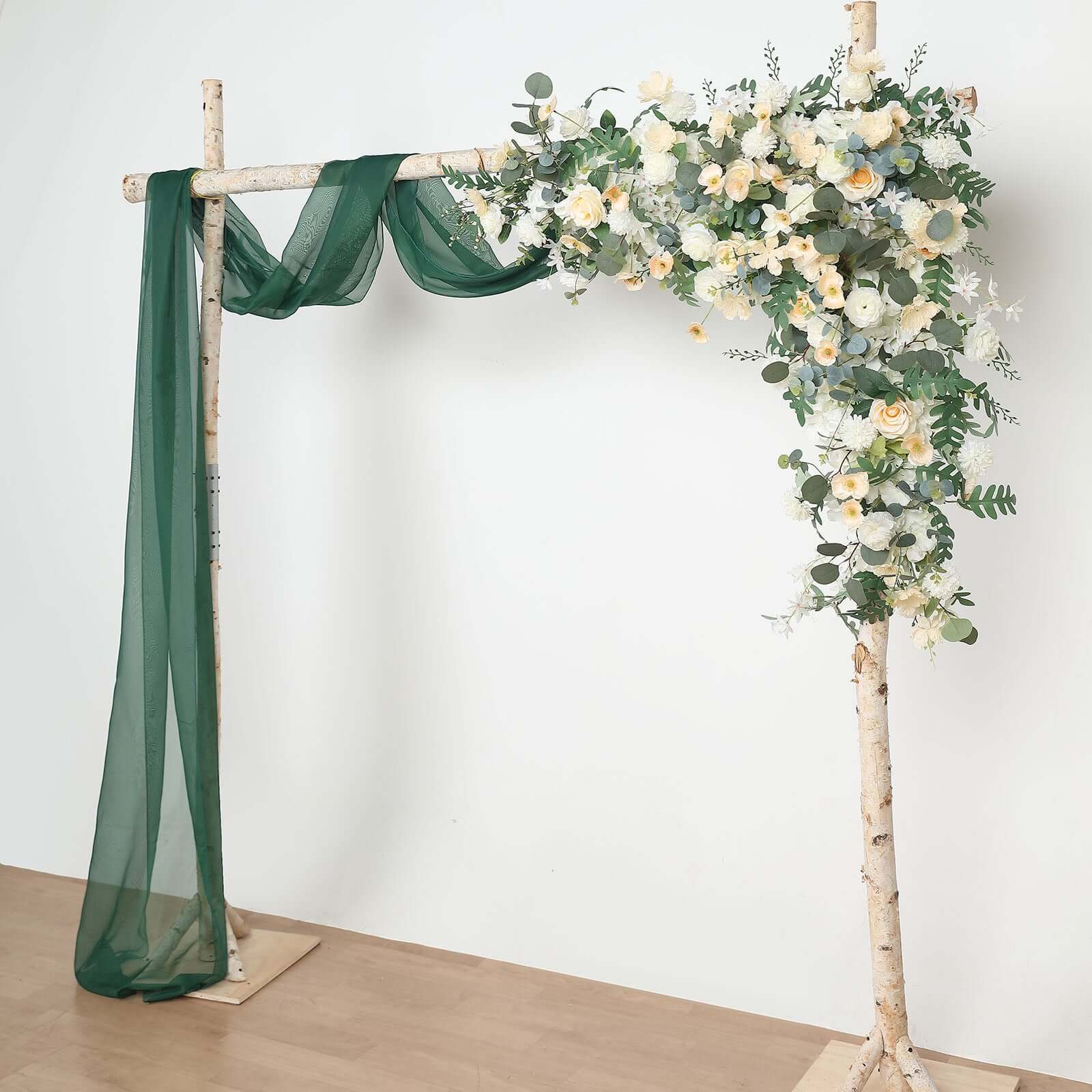 18ft Hunter Emerald Green Sheer Organza Wedding Arch Drapery Fabric, Window Scarf Valance