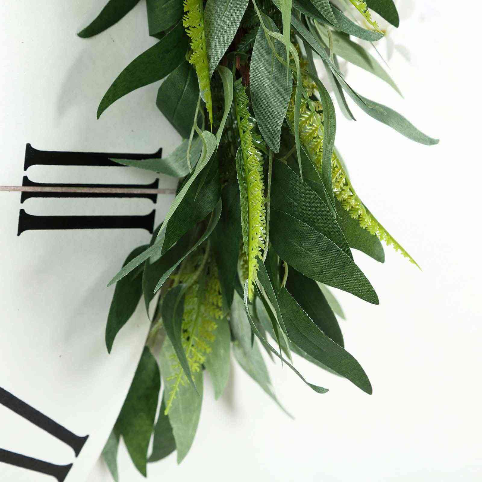 4ft Real Touch Green Artificial Willow and Frond Leaves Garland Vine