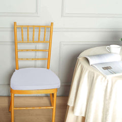 Chiavari Chair Cushion with 1.5" Thick Memory Foam and Ties Silver - Stylish Removable Cover for Comfort