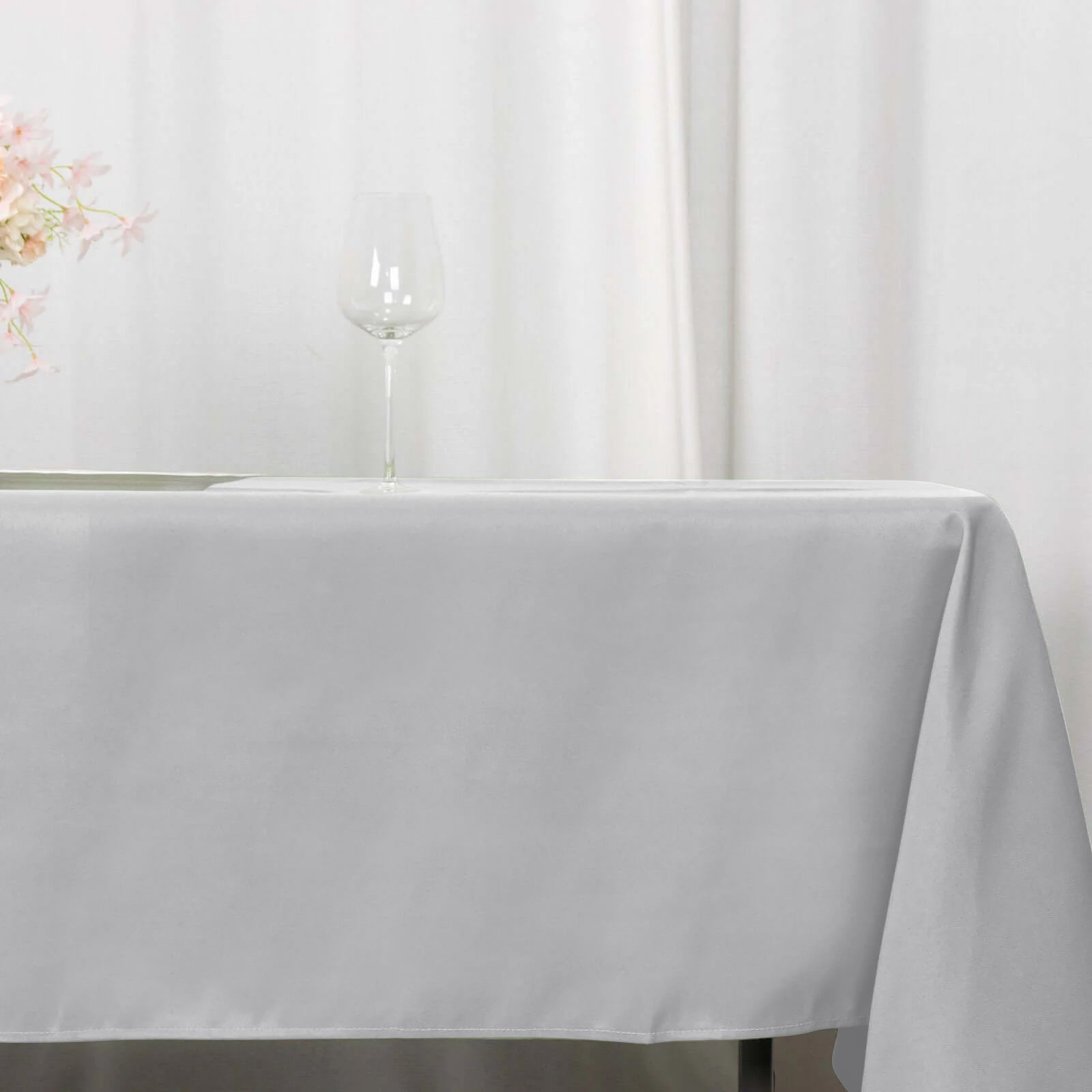 Premium Polyester 60"x102" Rectangle Tablecloth Silver - Durable 220GSM Wrinkle-Resistant Table Cover