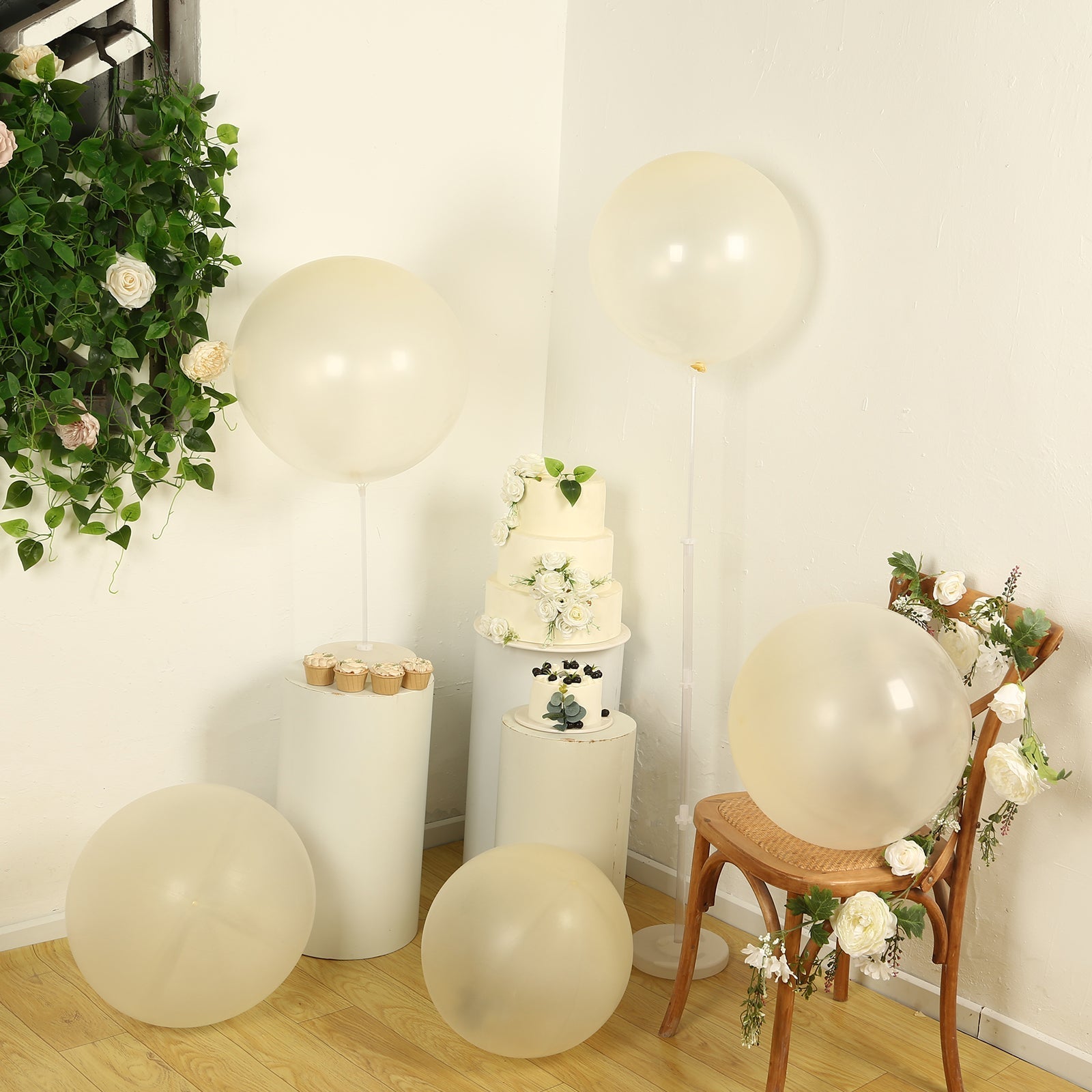 5 Pack Large Clear Biodegradable Balloons, 36" Thickened Extra Strong Eco-friendly Latex Helium Party Balloons