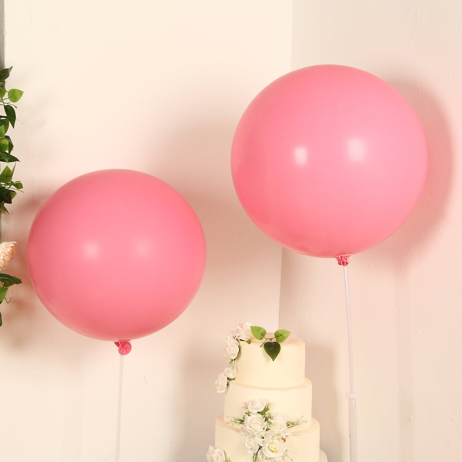 5 Pack Large Matte Pastel Pink Biodegradable Balloons, 36" Round Eco-friendly Thickened Latex Party Balloons