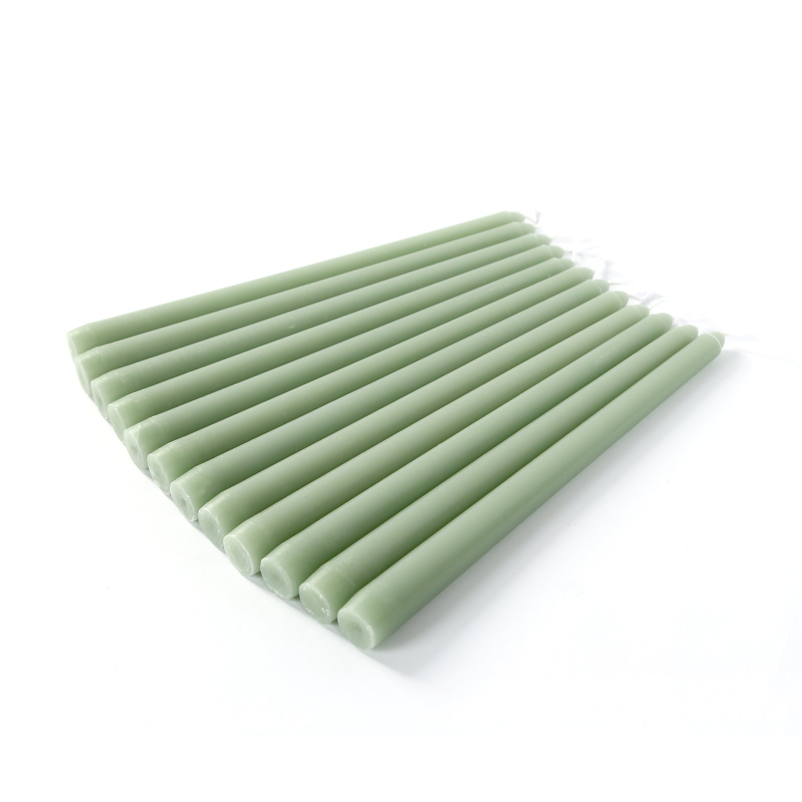 12-Pack Taper Candles Premium Wax Design Sage Green - Unscented Candles for Upscale Settings 10"