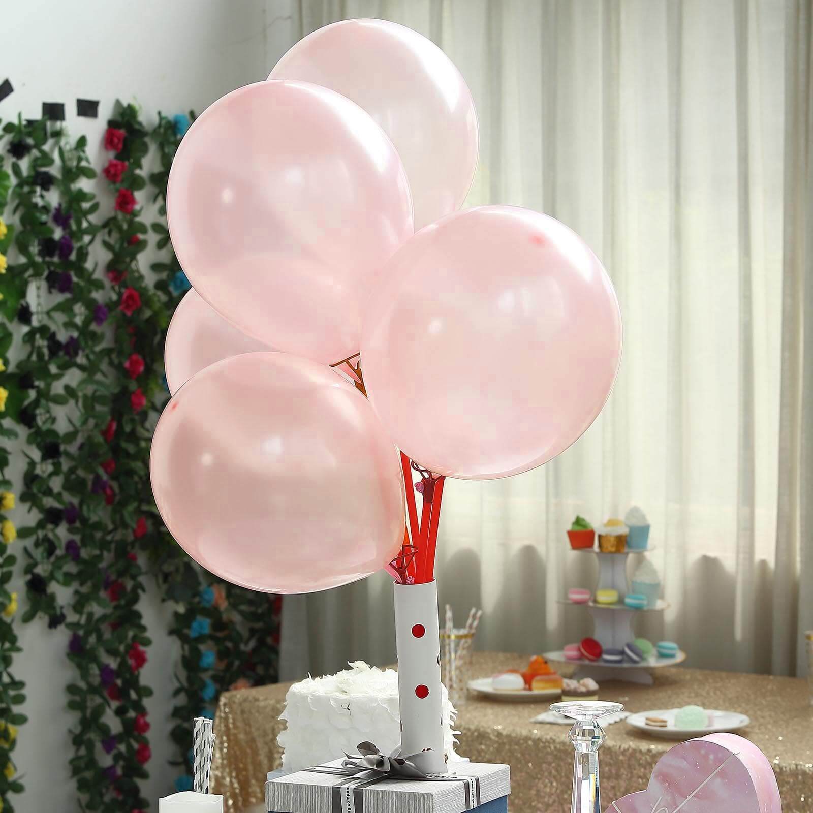 25 Pack 12" Shiny Pearl Blush Latex Helium, Air or Water Balloons