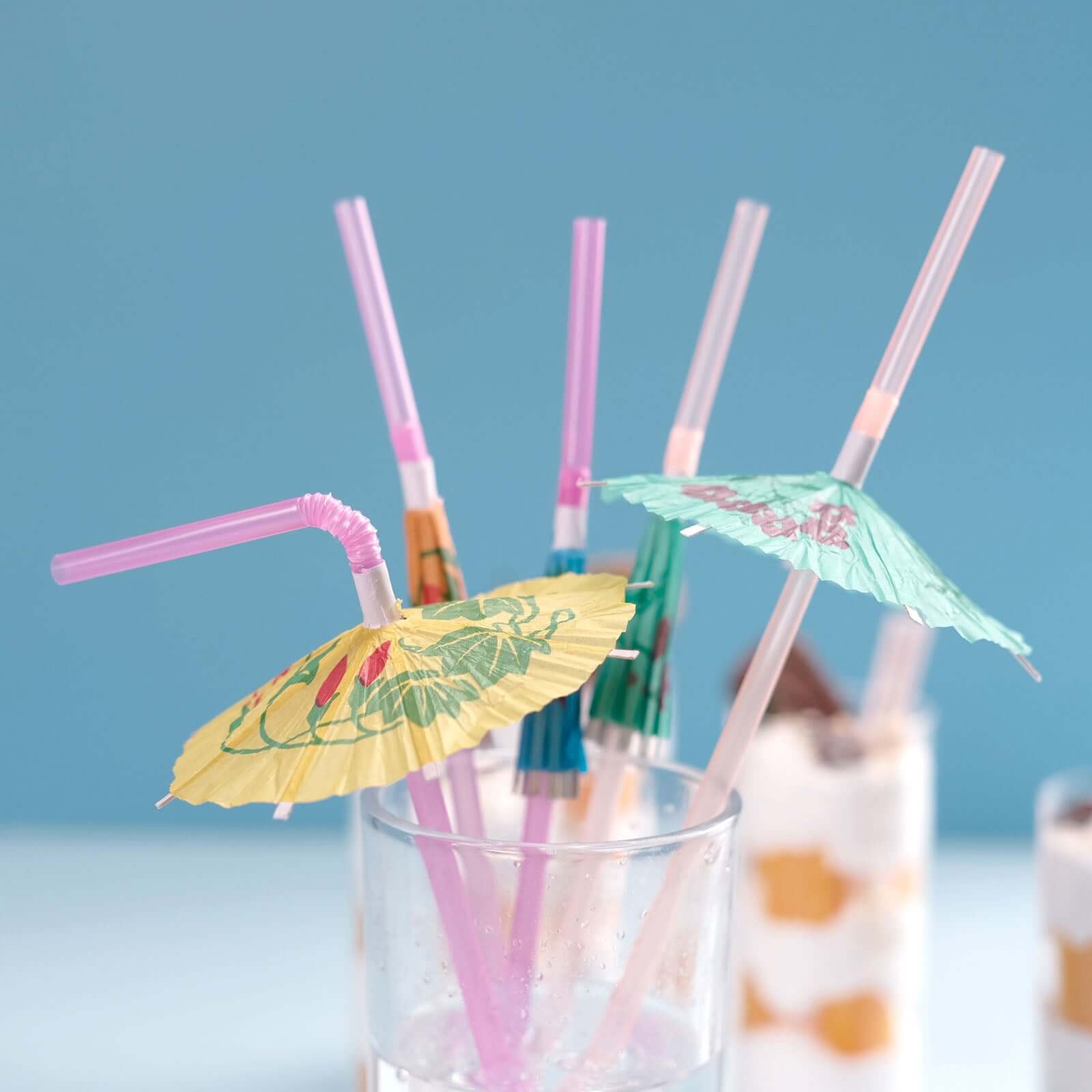 50-Pack Umbrella Drinking Straws Multi-Colored - Fun Disposable Straws for Tropical Parties 10"