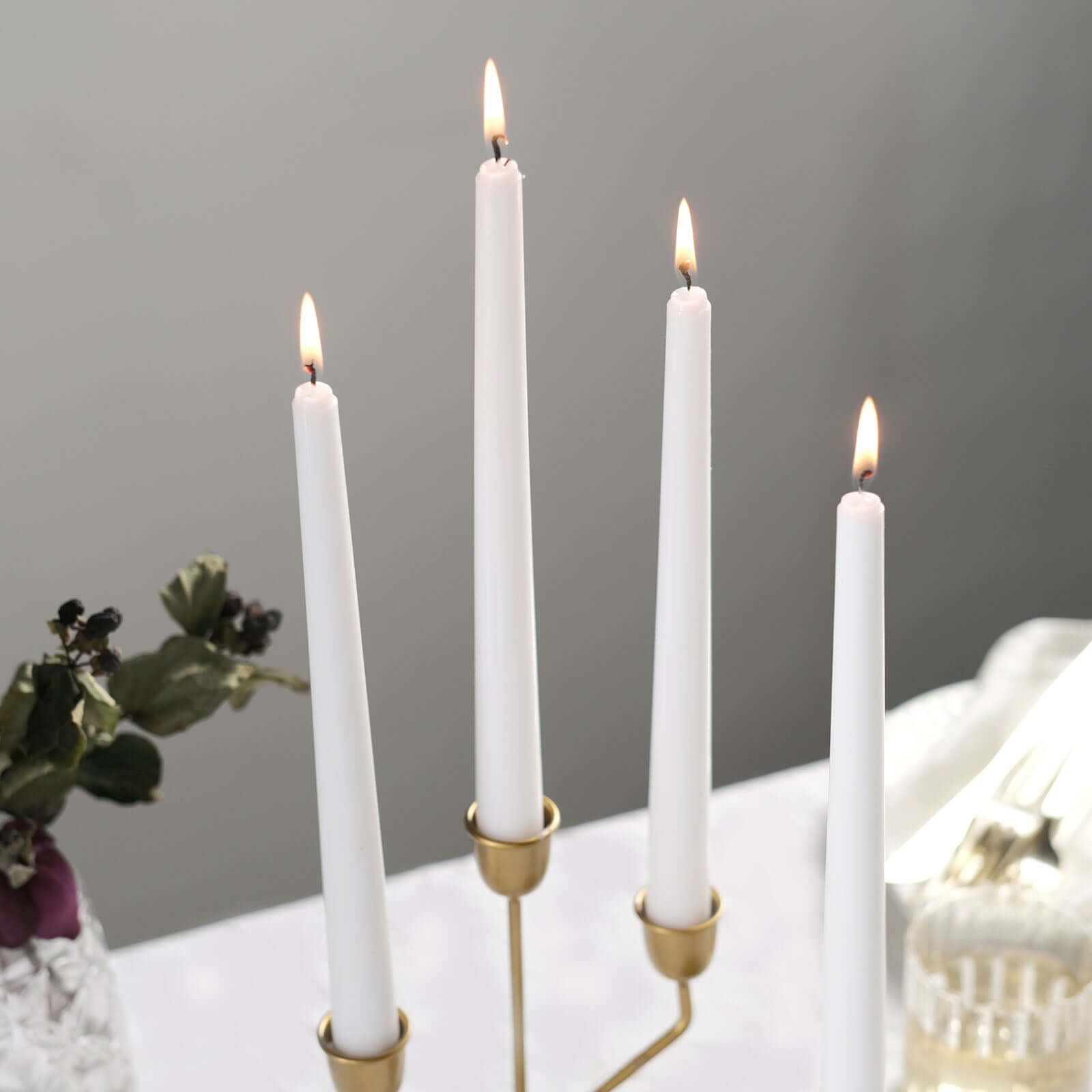 12-Pack Taper Candles Premium Wax Design White - Unscented Candles for Upscale Settings 10"