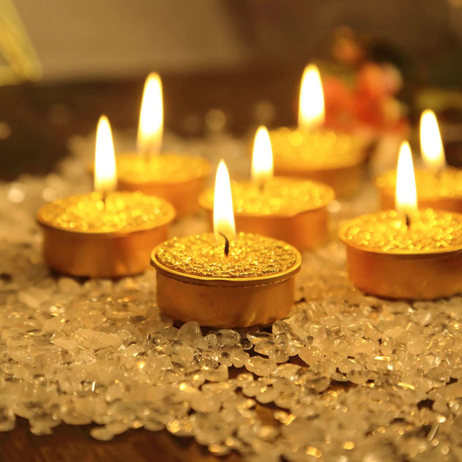 9-Pack Tealight Candles Metallic Gold Textured Design - Unscented Dripless Wax for Events