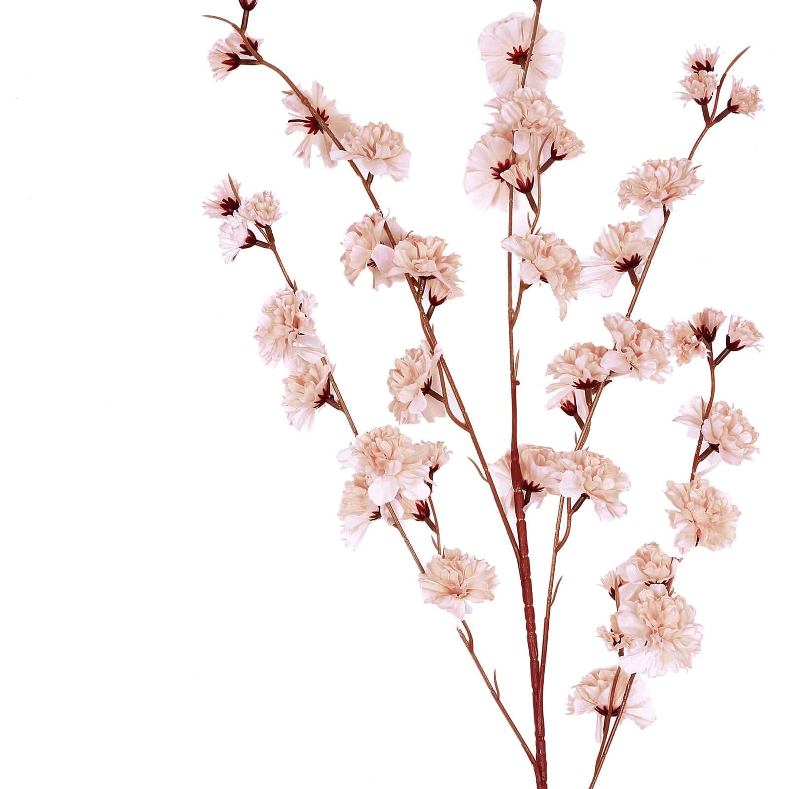 2 Branches 42" Tall Blush Artificial Silk Carnation Flower Stems