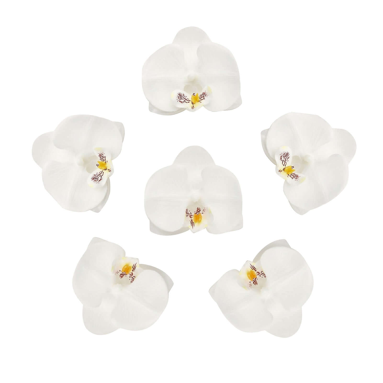 20 Silk Artificial Orchids Flower Heads White - Versatile Floral Accents for DIY Floral Arrangements Corsages & Event Decor 4"