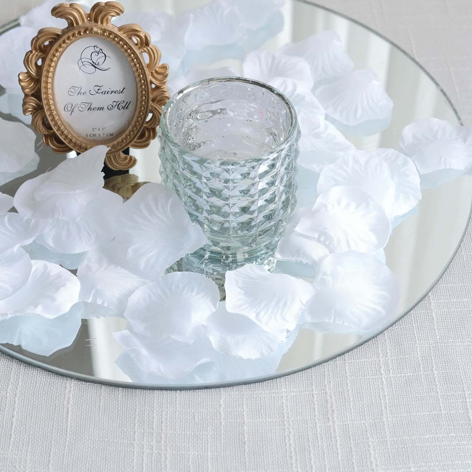 500-Pack Rose Petals Round Design White Silk Confetti - Decorative Scatters for Tables and Floors