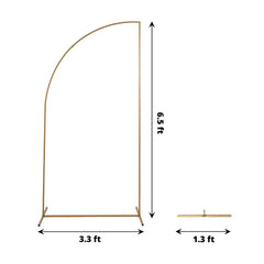 7ft Gold Metal Half Moon Floral Frame Wedding Arbor Stand, Chiara Backdrop Display Arch