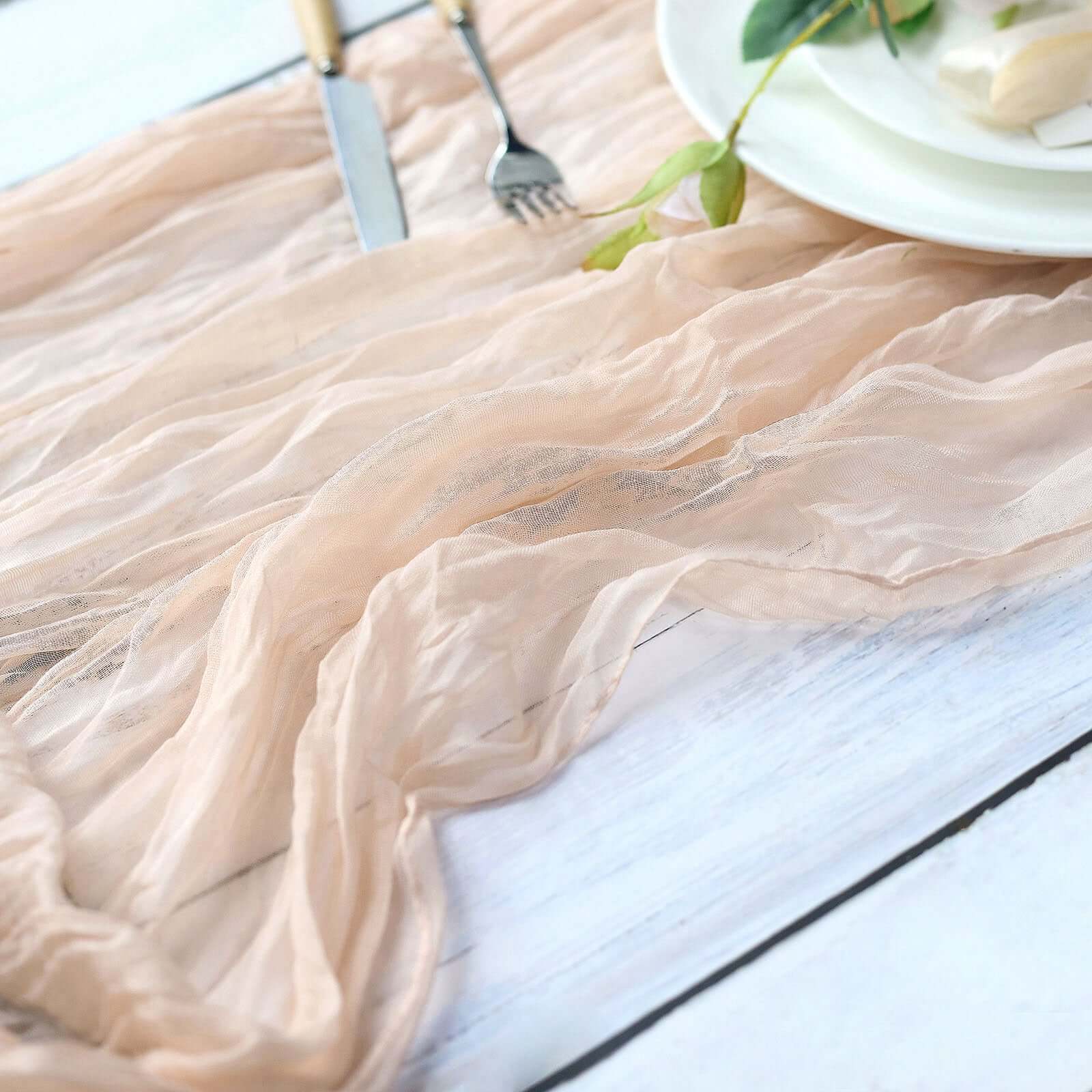 Gauze Cheesecloth 10ft Table Runner Blush - Rustic Boho Style