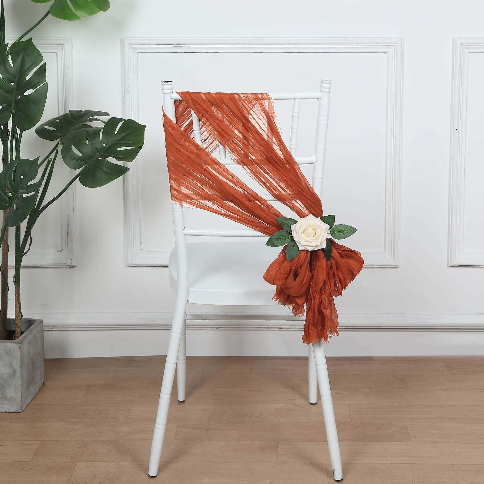5 Pack Cheesecloth Gauze 16"x88" Chair Sashes Terracotta (Rust) - Boho Chair Decorations