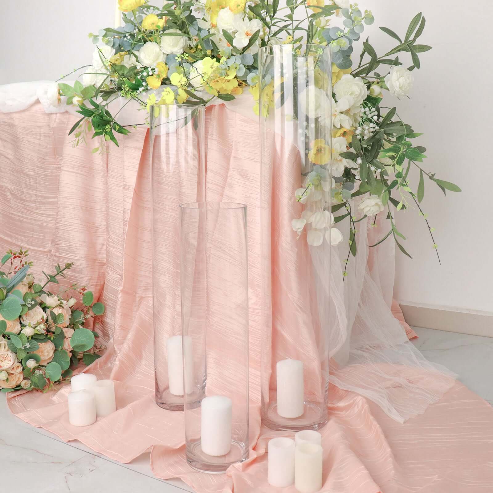 6-Pack Glass Flower Vases Cylinder Design Heavy Duty Clear - Stylish Centerpieces for Weddings 20"