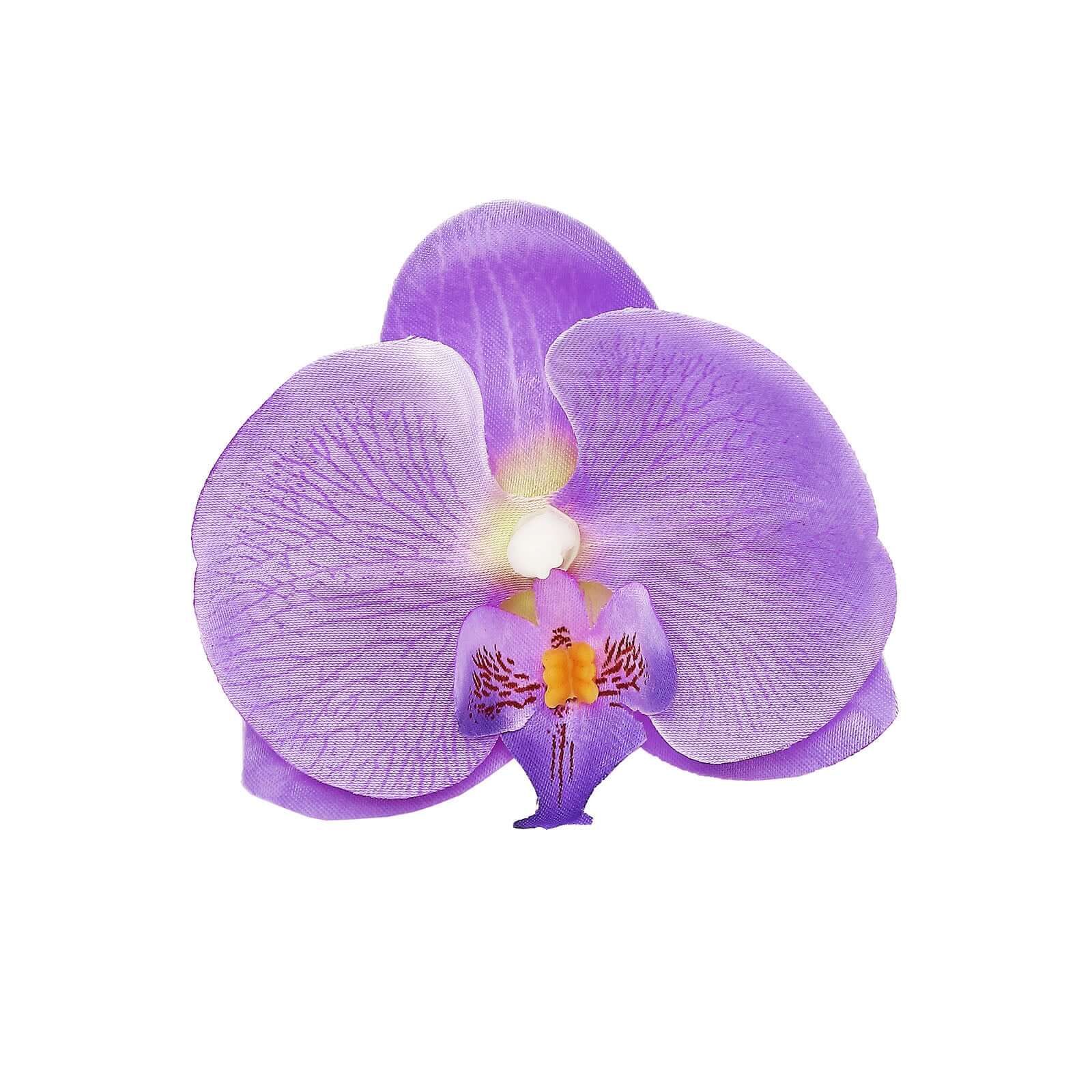 20 Silk Artificial Orchids Flower Heads Lavender Lilac - Versatile Floral Accents for DIY Floral Arrangements Corsages & Event Decor 4"