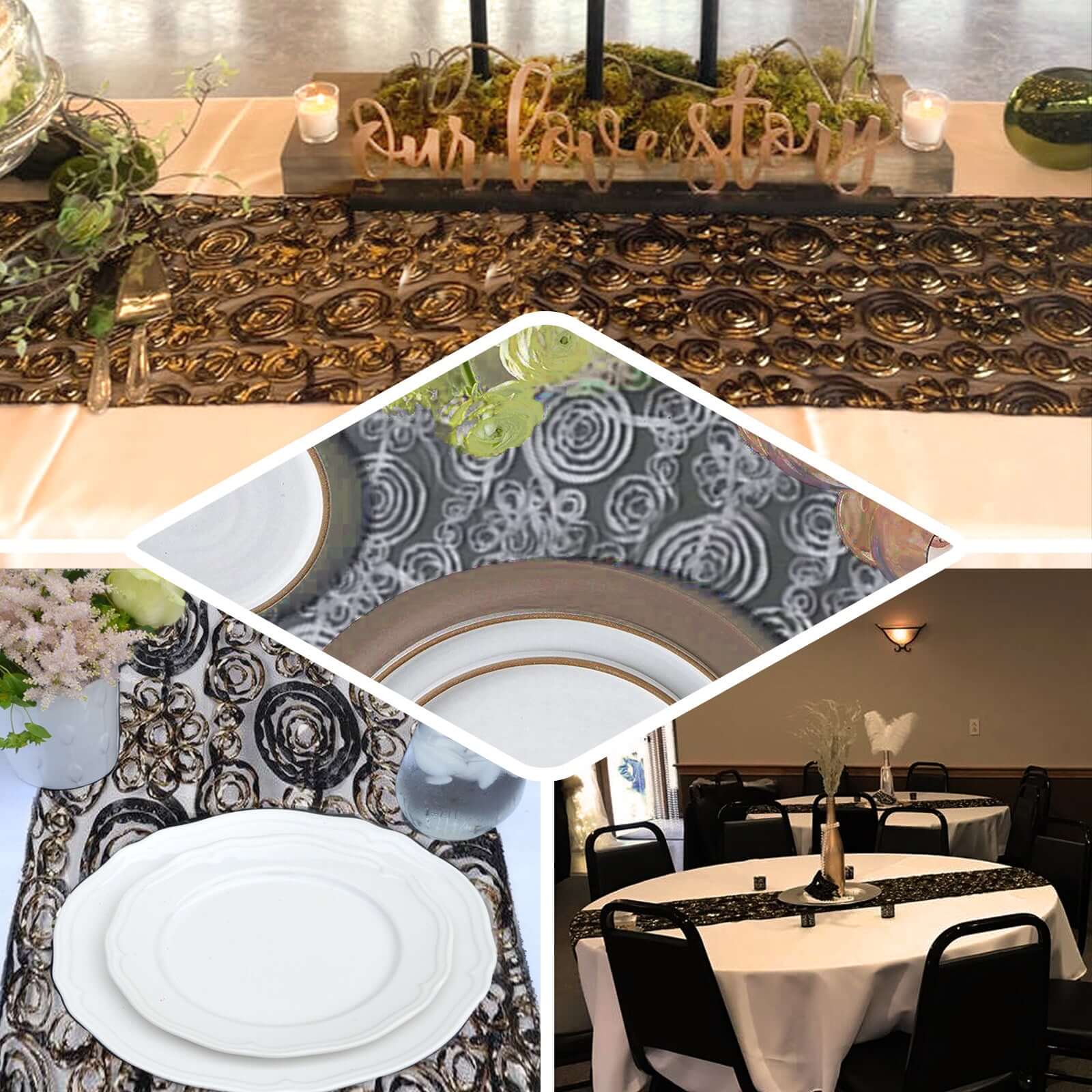 12"x108" Silver Couture Tulle Satin Table Runner