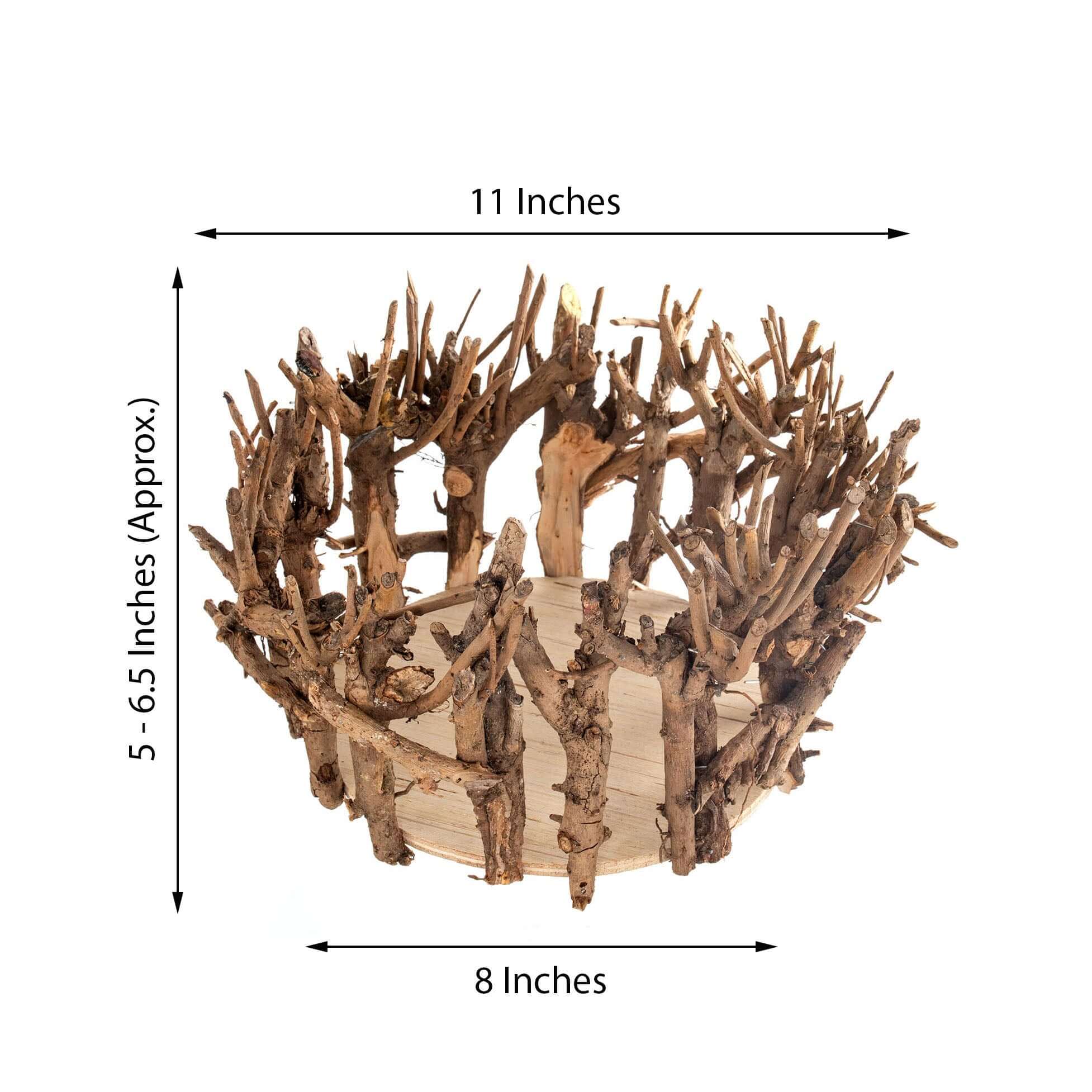 Natural Wooden Candle Holder Centerpiece - Rustic Mini Flower Vase for Events & Tables 6"