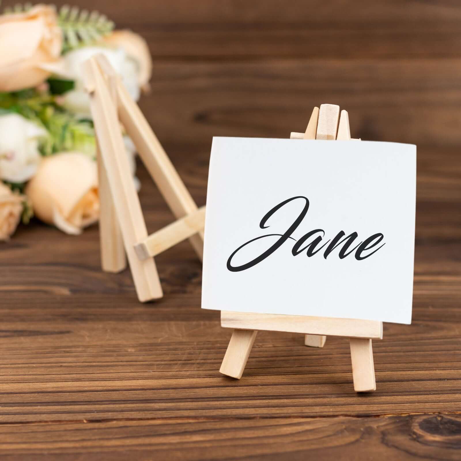 10-Pack Wooden Display Easel Stands DIY Mini Design Natural - Rustic Place Card Table Number Holders 5"