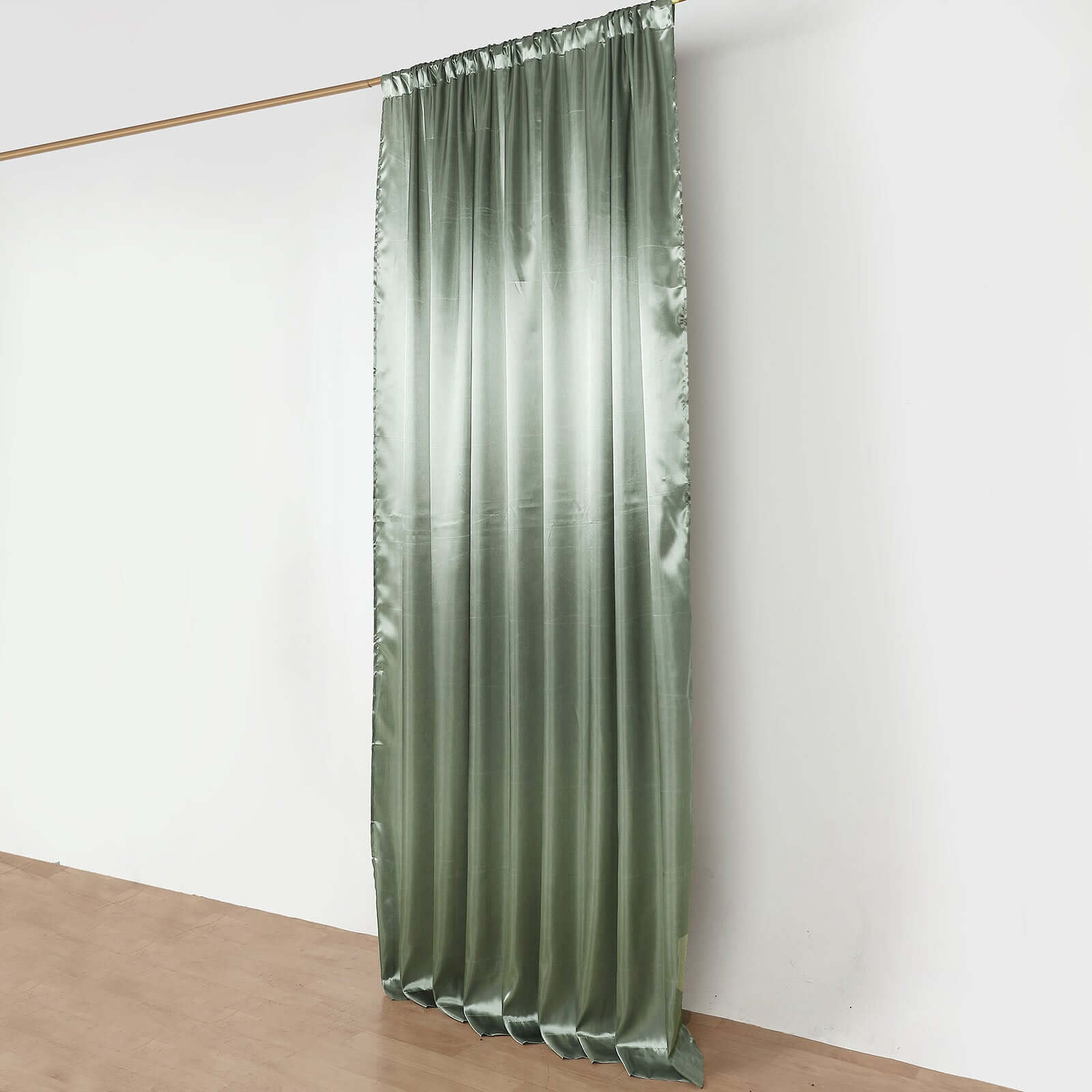 8ftx10ft Dusty Sage Green Satin Event Curtain Drapes, Backdrop Event Panel