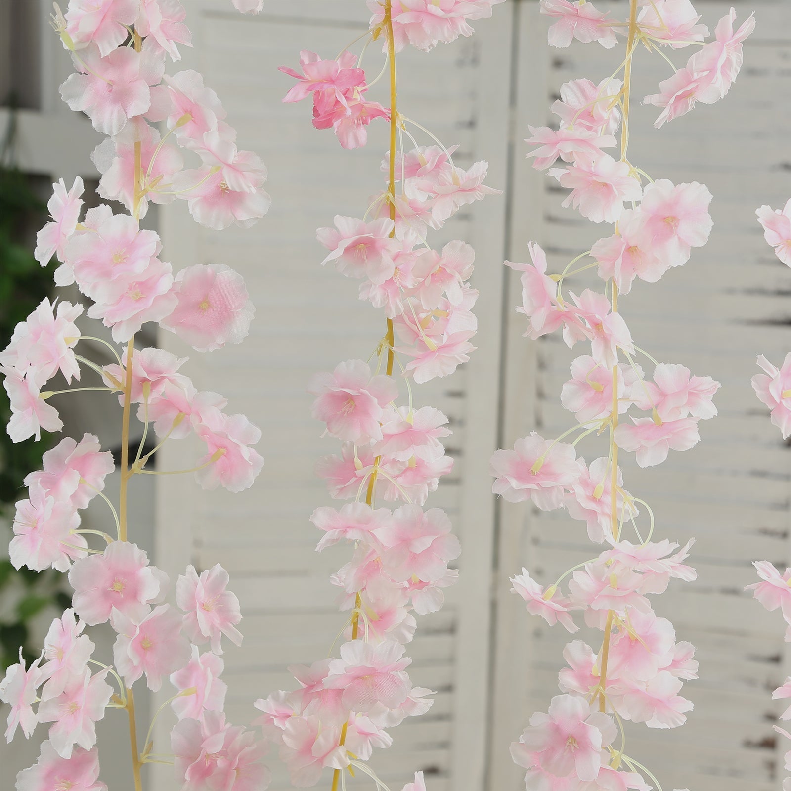 5 Pack Blush Artificial Cherry Blossom Floral Garland, 6ft Silk Flower Hanging Vines