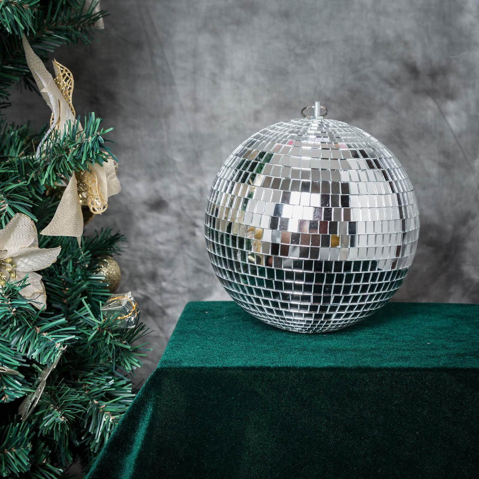 4 Pack 8" Silver Foam Disco Mirror Ball With Hanging Ring, Holiday Party Decor