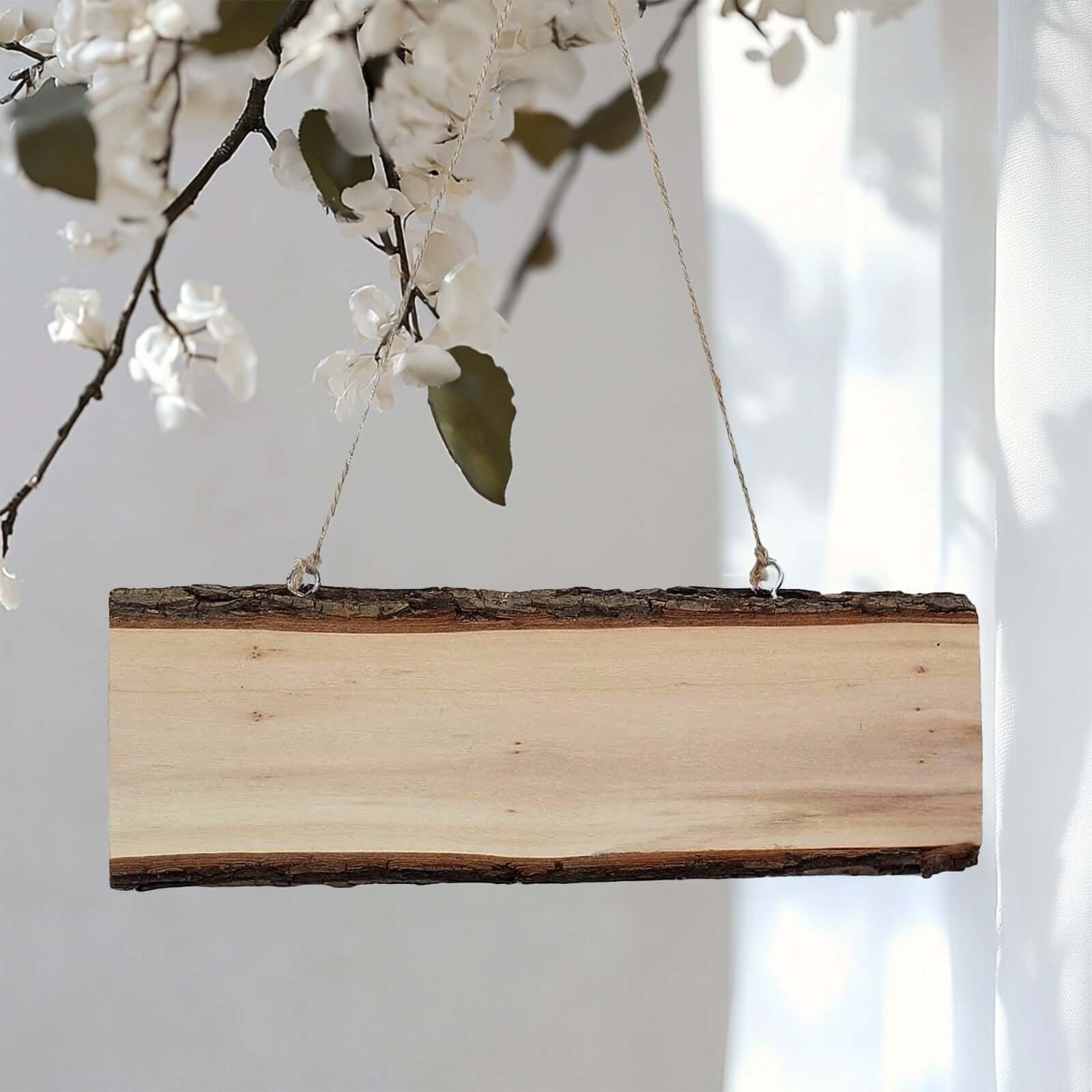 2 Pack 10"x4" Natural Blank Hanging DIY Wood Sign, Rectangle Wood Plaques