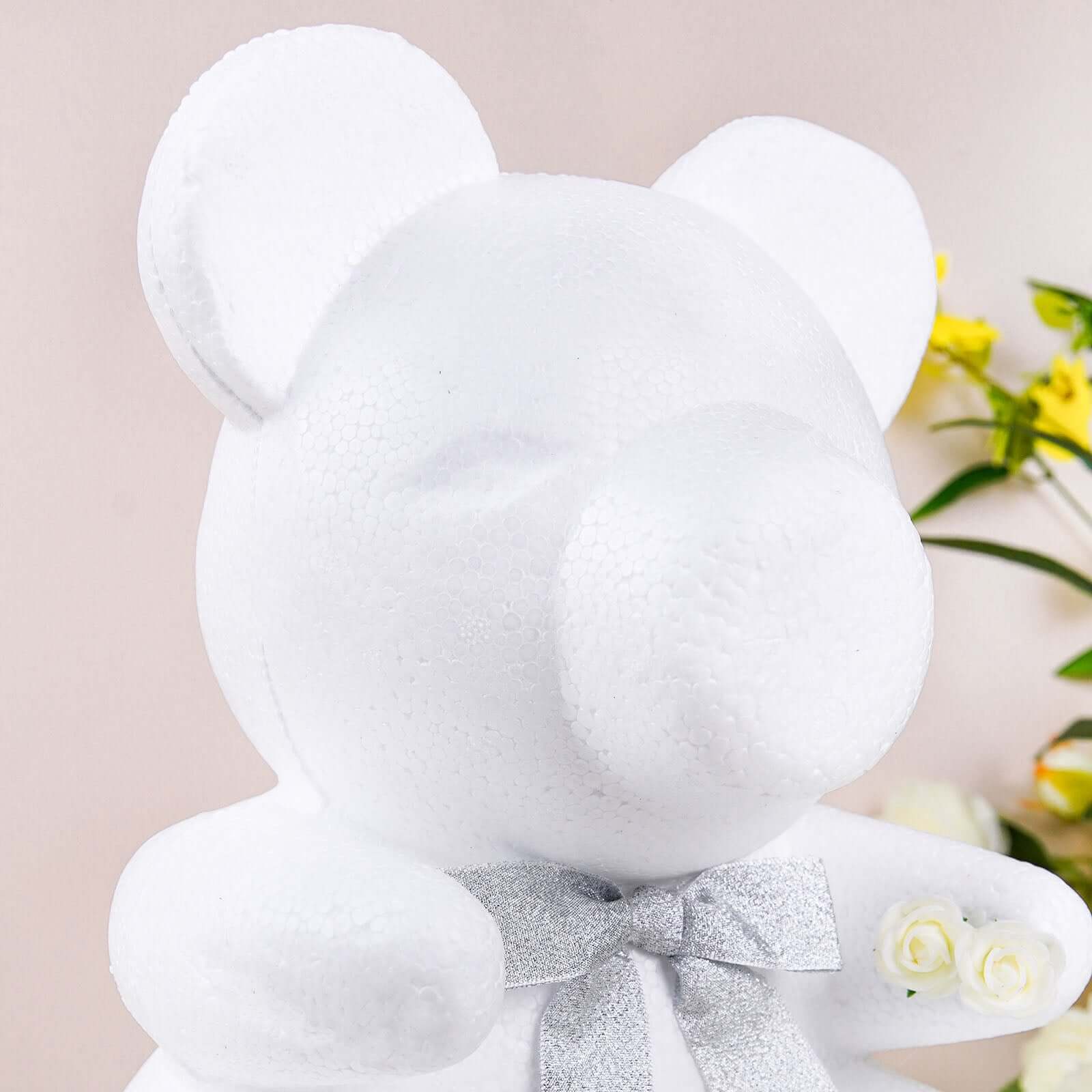 12" DIY White 3D Modeling StyroFoam Bear, Polystyrene Craft Foam Animal