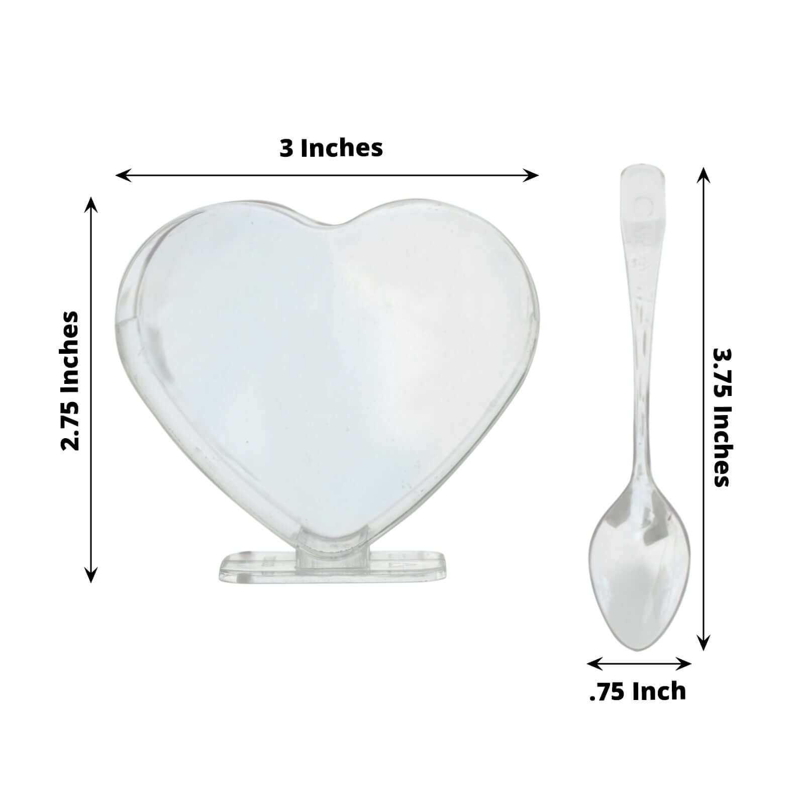 24-Pack Plastic Dessert Parfait Cups Heart-Shaped Clear with Spoons - Reusable and Disposable 2oz