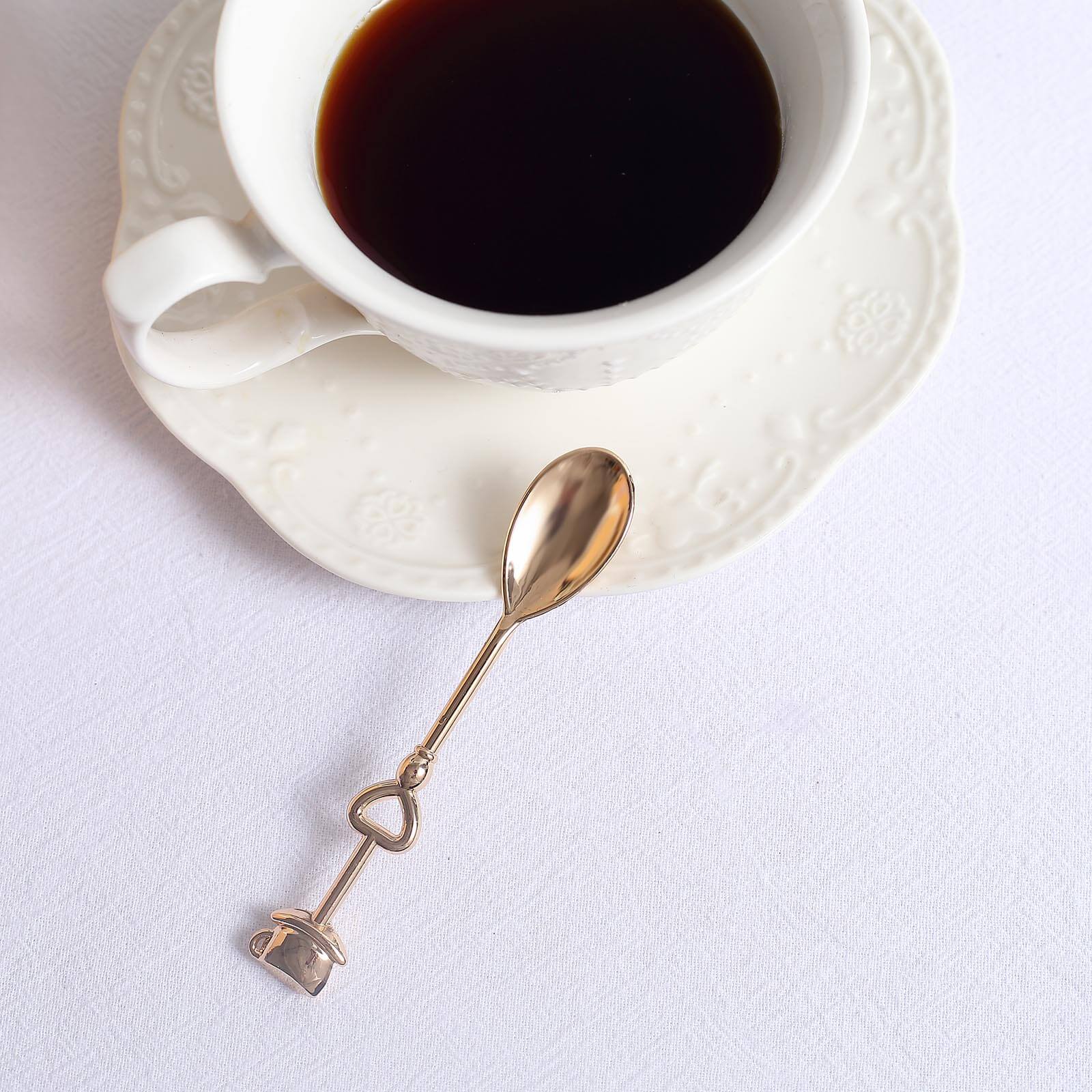 2 Pack 4" Gold Metal Couple Coffee Spoon Set Party Favors, Pre-Packed Wedding Souvenir Gift