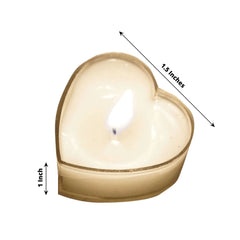 12-Pack Tealight Candles Heart Shaped Design White - Valentines Decor for Romantic Settings Mini