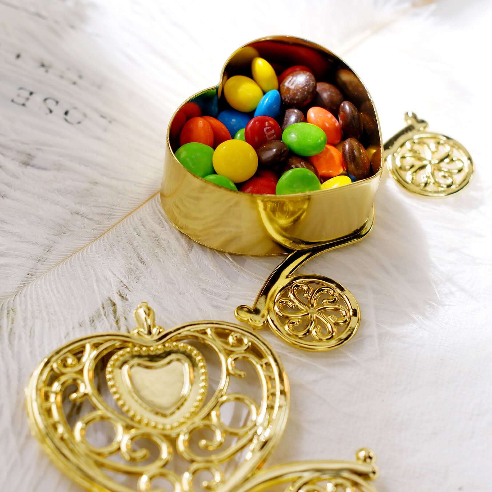 12 Pack 4" Gold Princess Heart Carriage Treats Party Favor Boxes, Candy Container Gift Boxes