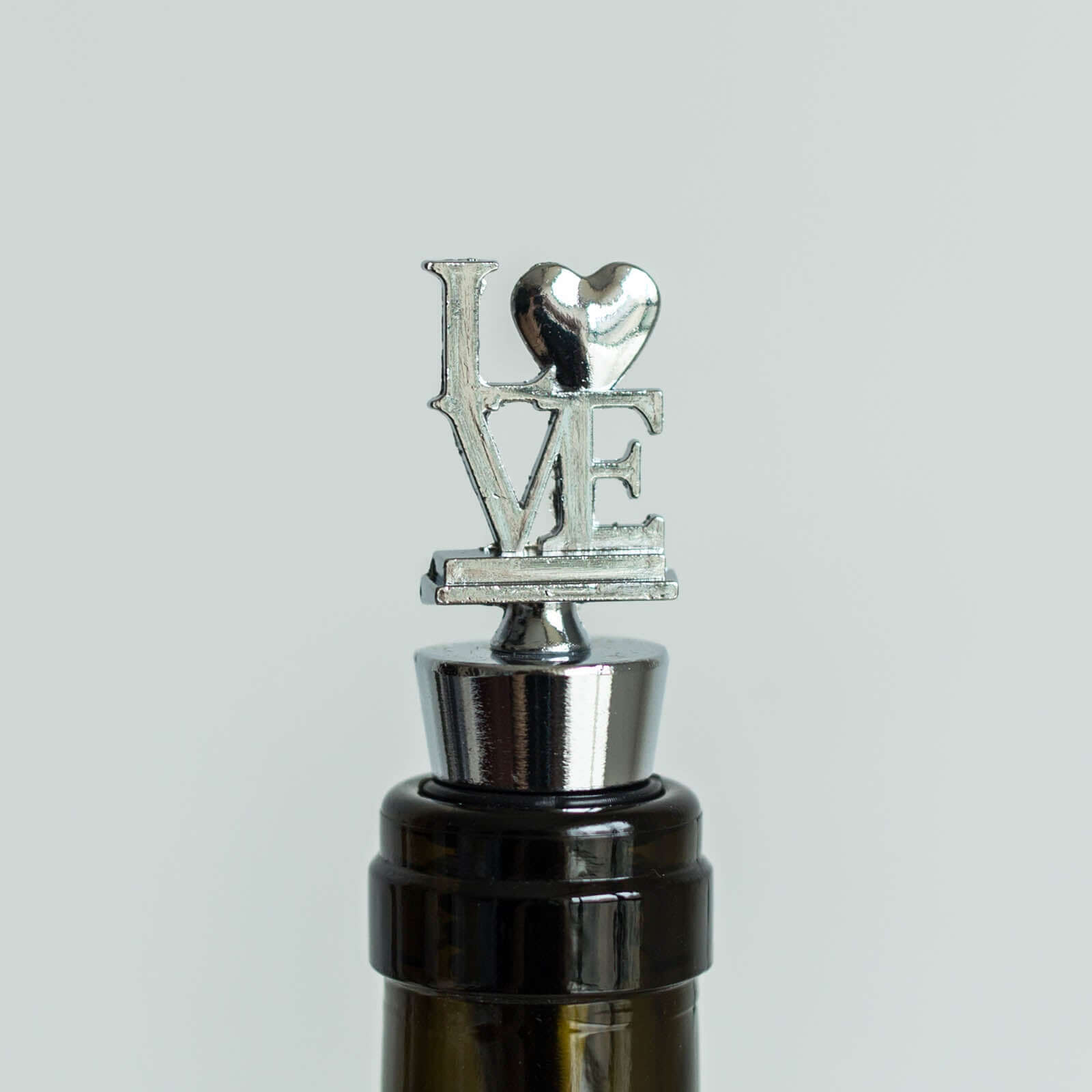4" Silver Metal Love Wine Bottle Stopper Wedding Party Favors With Velvet Gift Box