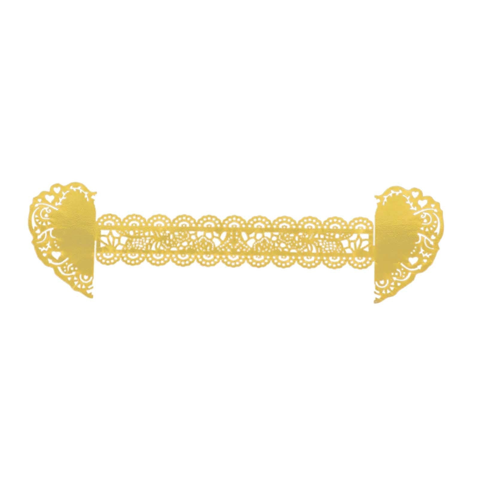 12 Pack Metallic Gold Foil Laser Cut Heart Paper Napkin Holders with Lace Pattern, Disposable Napkin Rings Bands