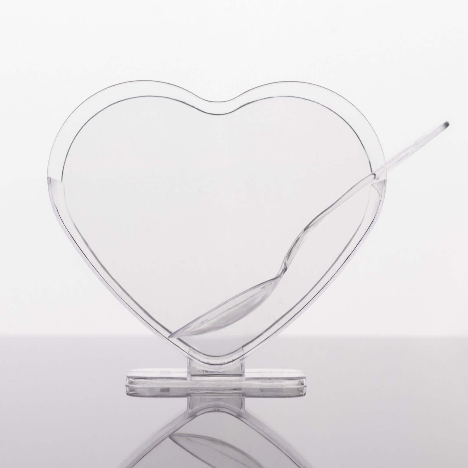 24-Pack Plastic Dessert Parfait Cups Heart-Shaped Clear with Spoons - Reusable and Disposable 2oz