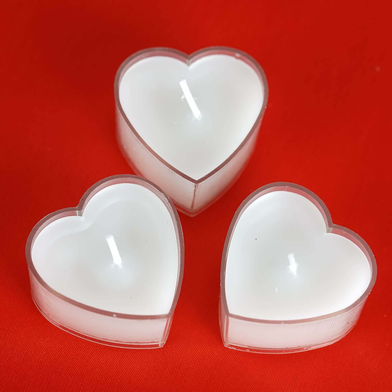 12-Pack Tealight Candles Heart Shaped Design White - Valentines Decor for Romantic Settings Mini