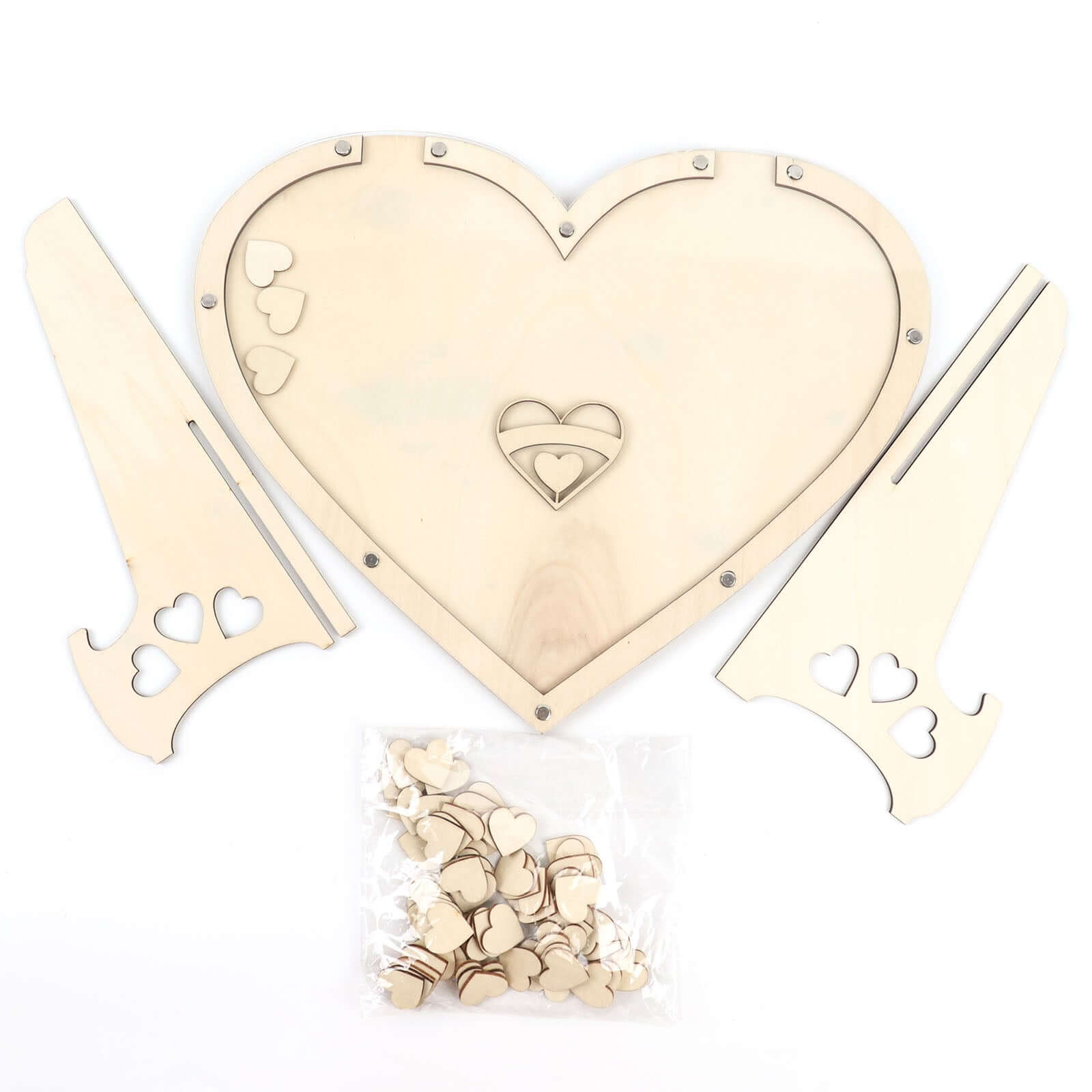 13" Wooden Heart Drop Top Frame Wedding Guest Book Alternative, Rustic Sign Display Stand