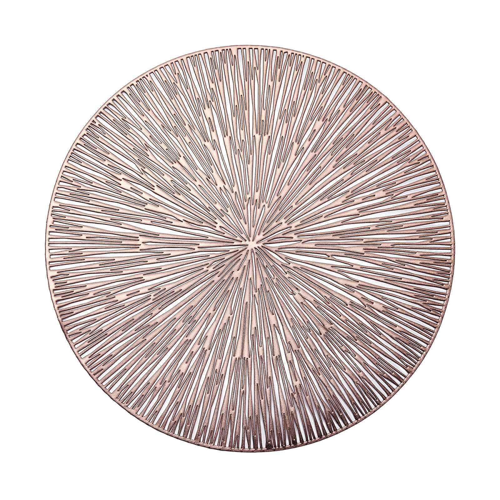 6-Pack Dining Table Mats Spiked Design Rose Gold - Vinyl Non-Slip Surface with Modern Appeal 15"