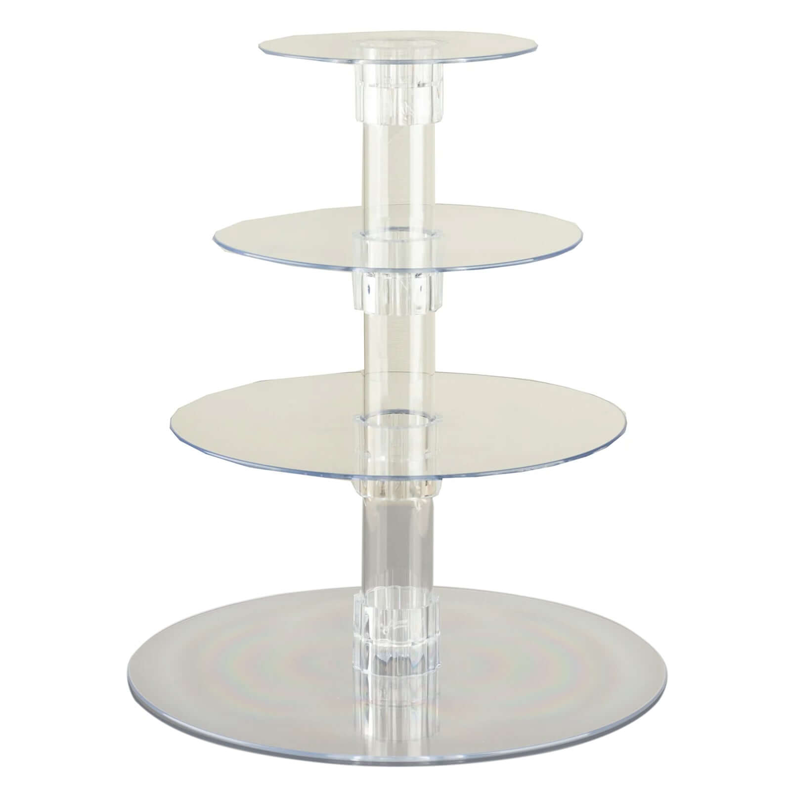 4-Tier Acrylic Round Cupcake Stand Clear - Heavy Duty Easy To Assemble Dessert Tower Holder Pastry Display with Film Sheets for Modern Minimalist Buffet Party Tables 14"