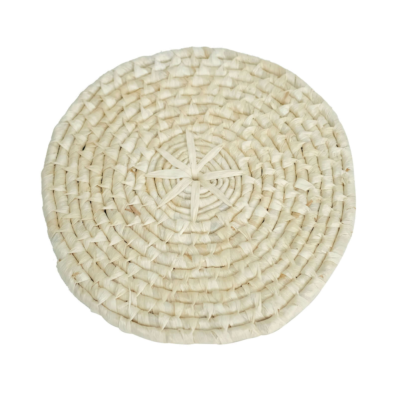 4-Pack Placemats Braided Design Natural Corn Husk Round - Woven Rustic Rattan Style for Tables 15"
