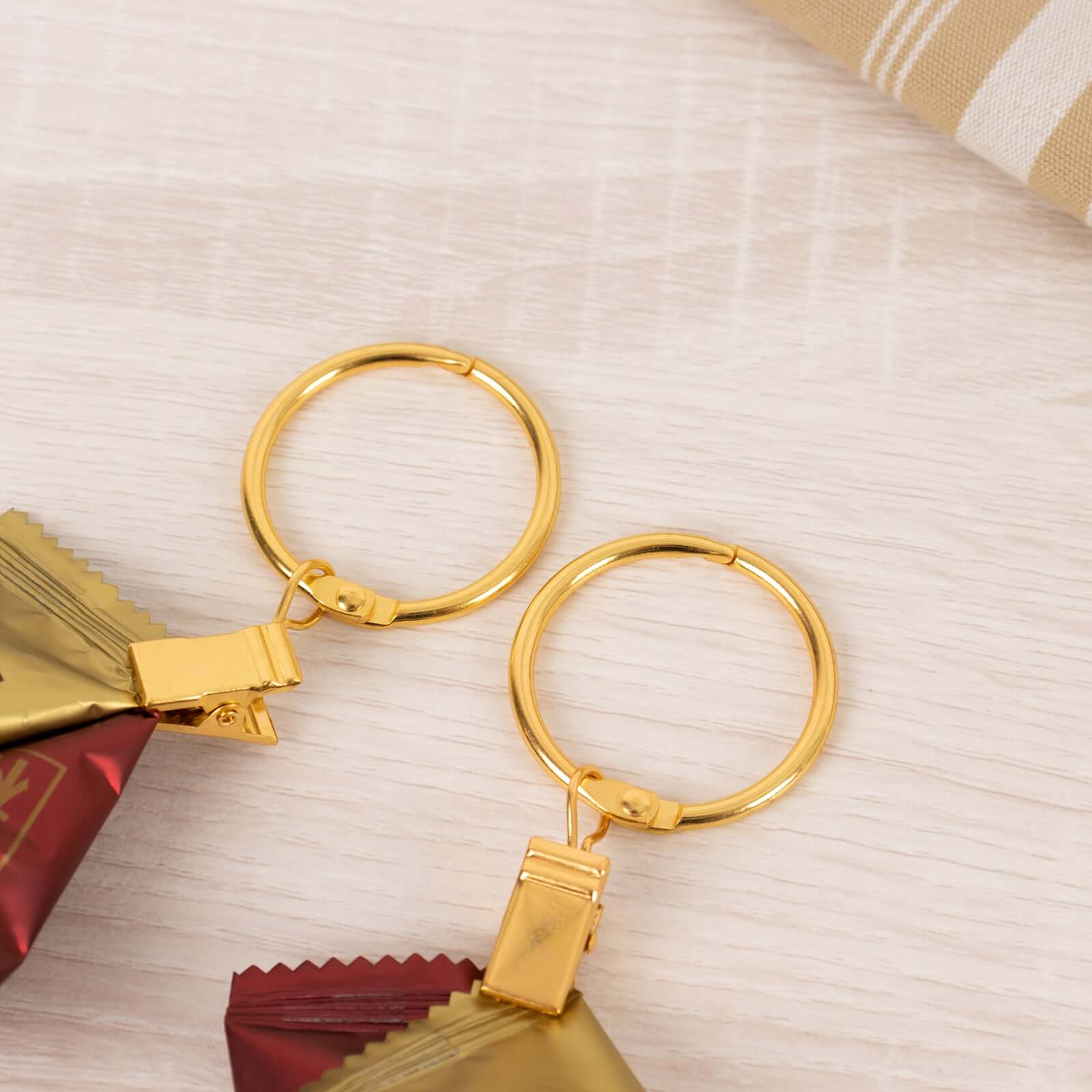 50 Pack Gold Metal Openable Curtain Clip Rings, Heavy Duty Rustproof Drapery Backdrop Clip Hangers - 1.5"