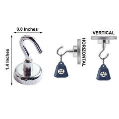 4 Pack 4.5Lb Capacity Silver Metal Heavy Duty Magnetic Hooks, Multipurpose Hanging Hooks