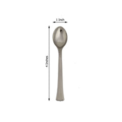 36-Pack Dessert Spoons Mini Heavy Duty Design Silver - Plastic Disposable Utensils for Catering and Gatherings 4"