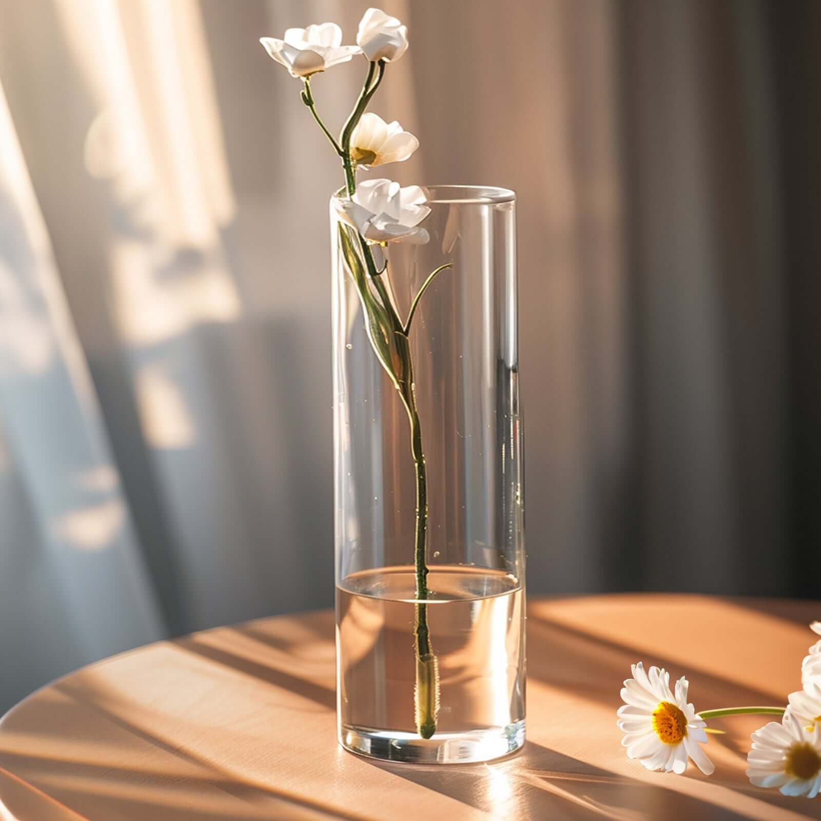 6-Pack Glass Flower Vases Cylinder Design Heavy Duty Clear - Stylish Centerpieces for Weddings 16"