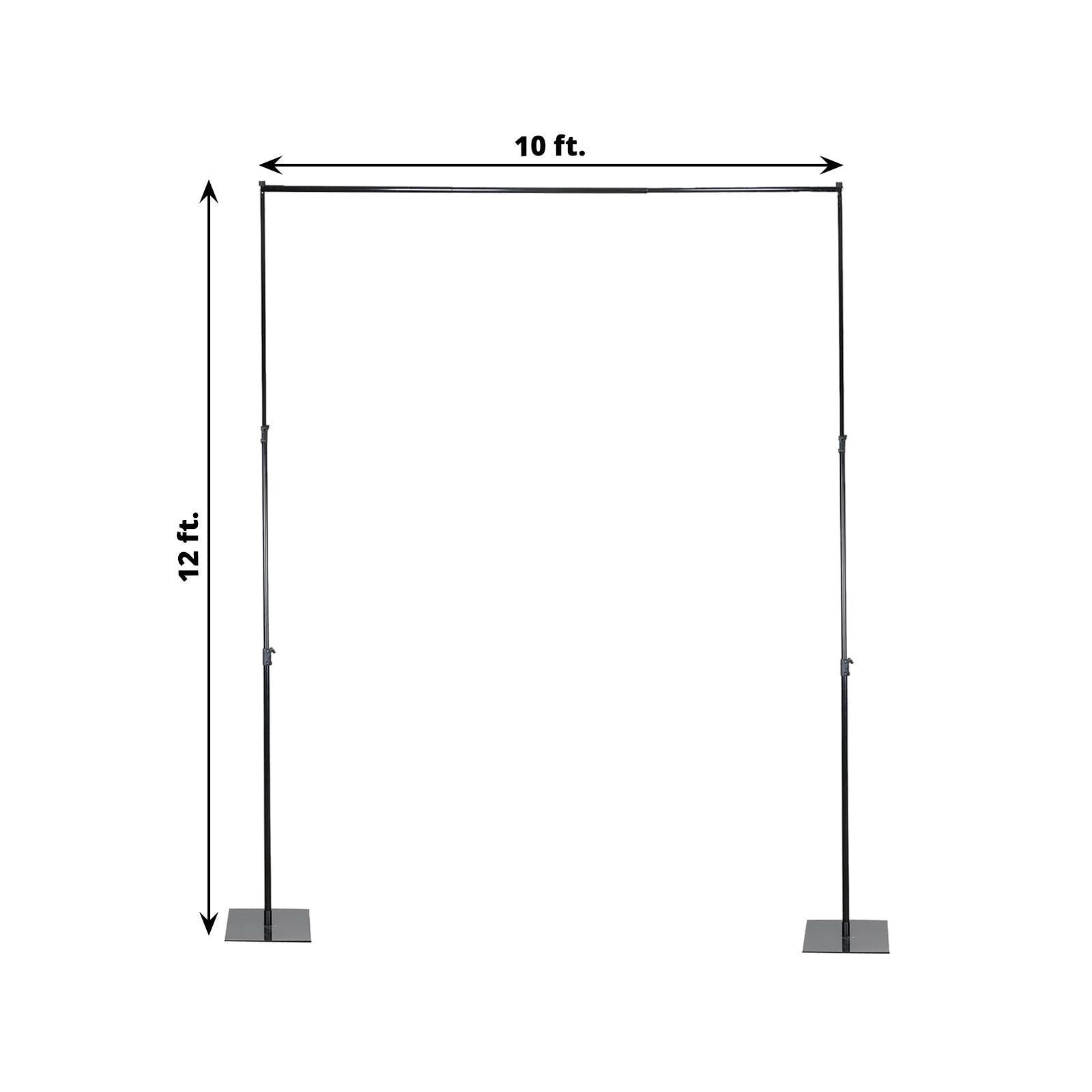 Black Heavy Duty Metal DIY Adjustable Backdrop Stand with Flat Steel Bases, Pipe and Drape Photography Background Stand - 10ftx12ft