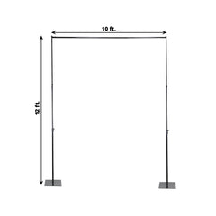 Black Heavy Duty Metal DIY Adjustable Backdrop Stand with Flat Steel Bases, Pipe and Drape Photography Background Stand - 10ftx12ft